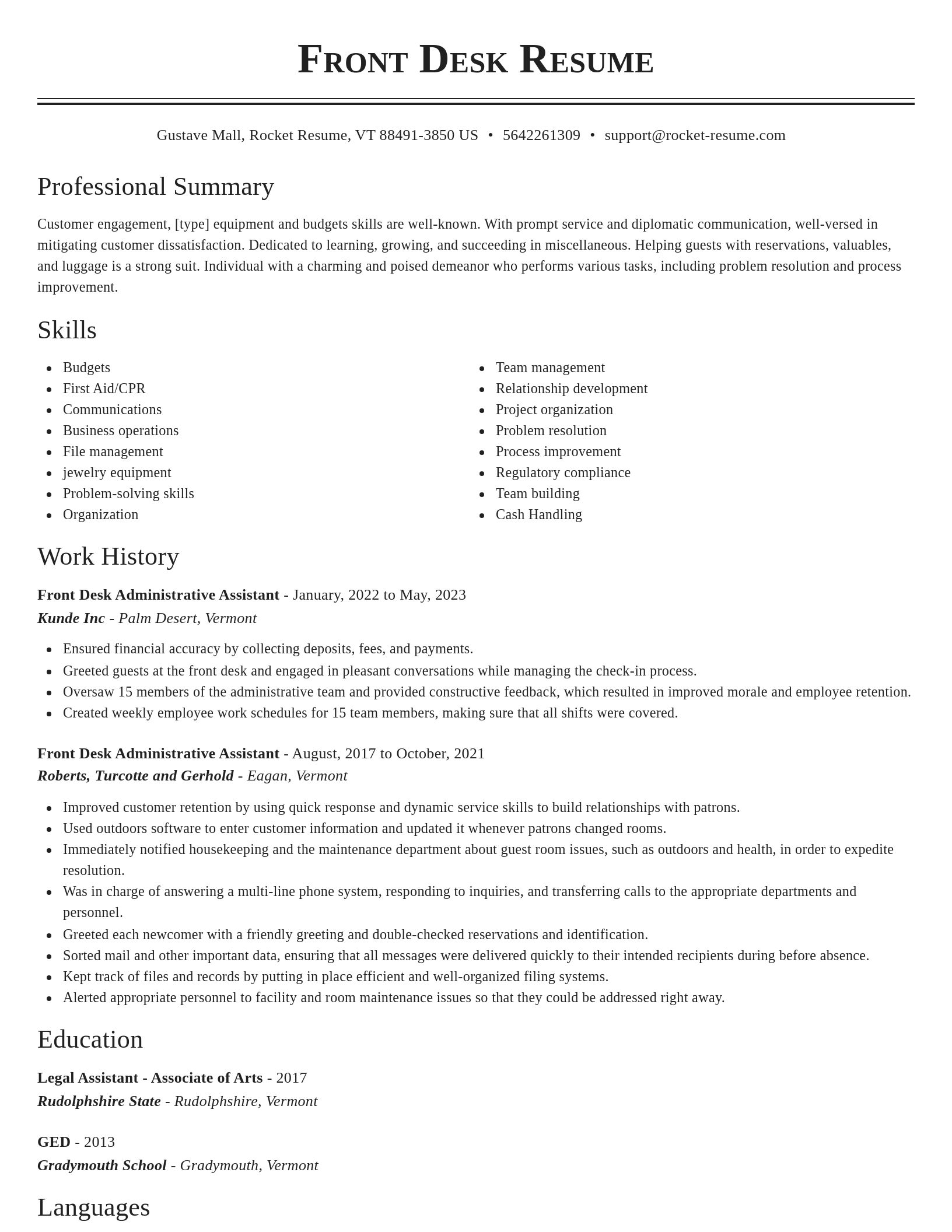 Classic resume template