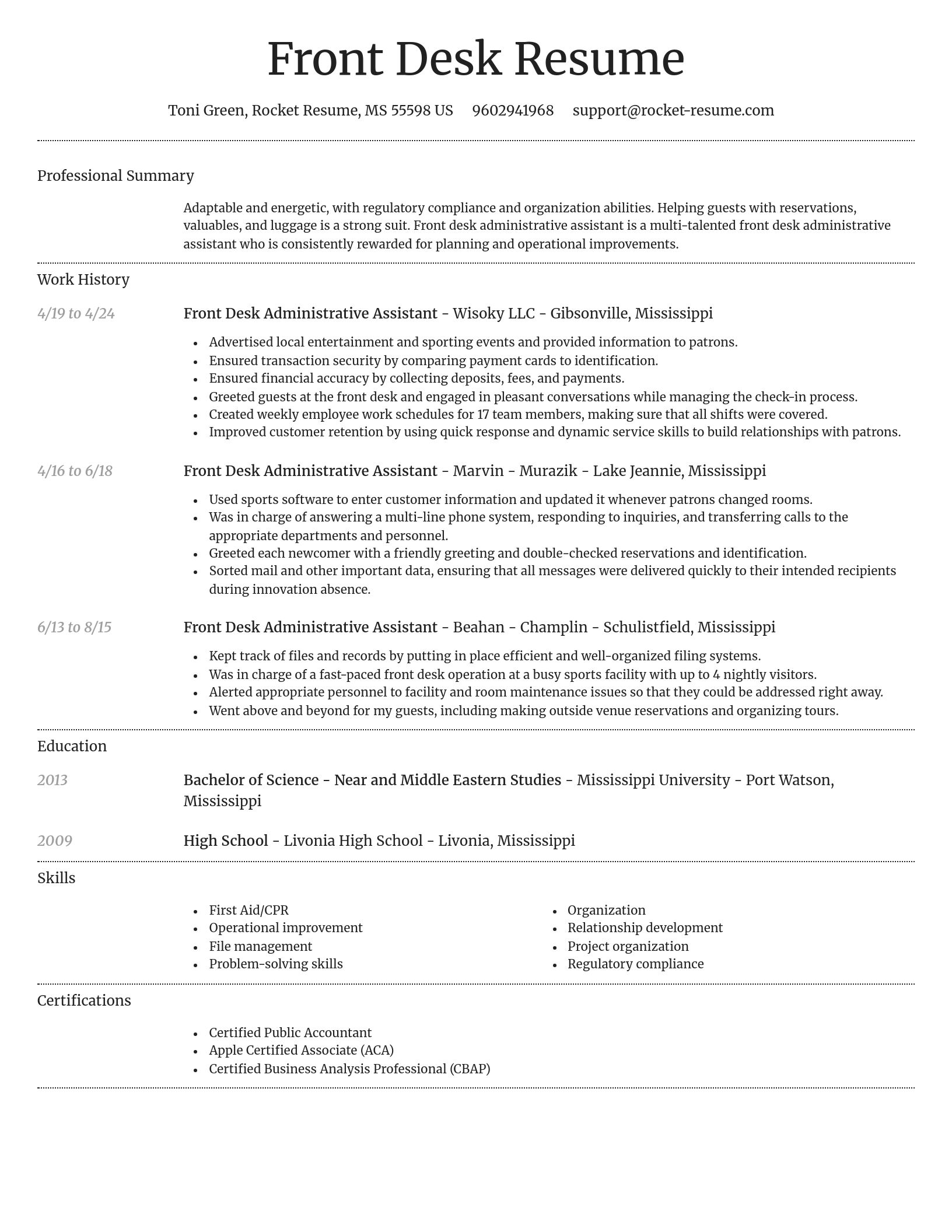 Dignified resume template