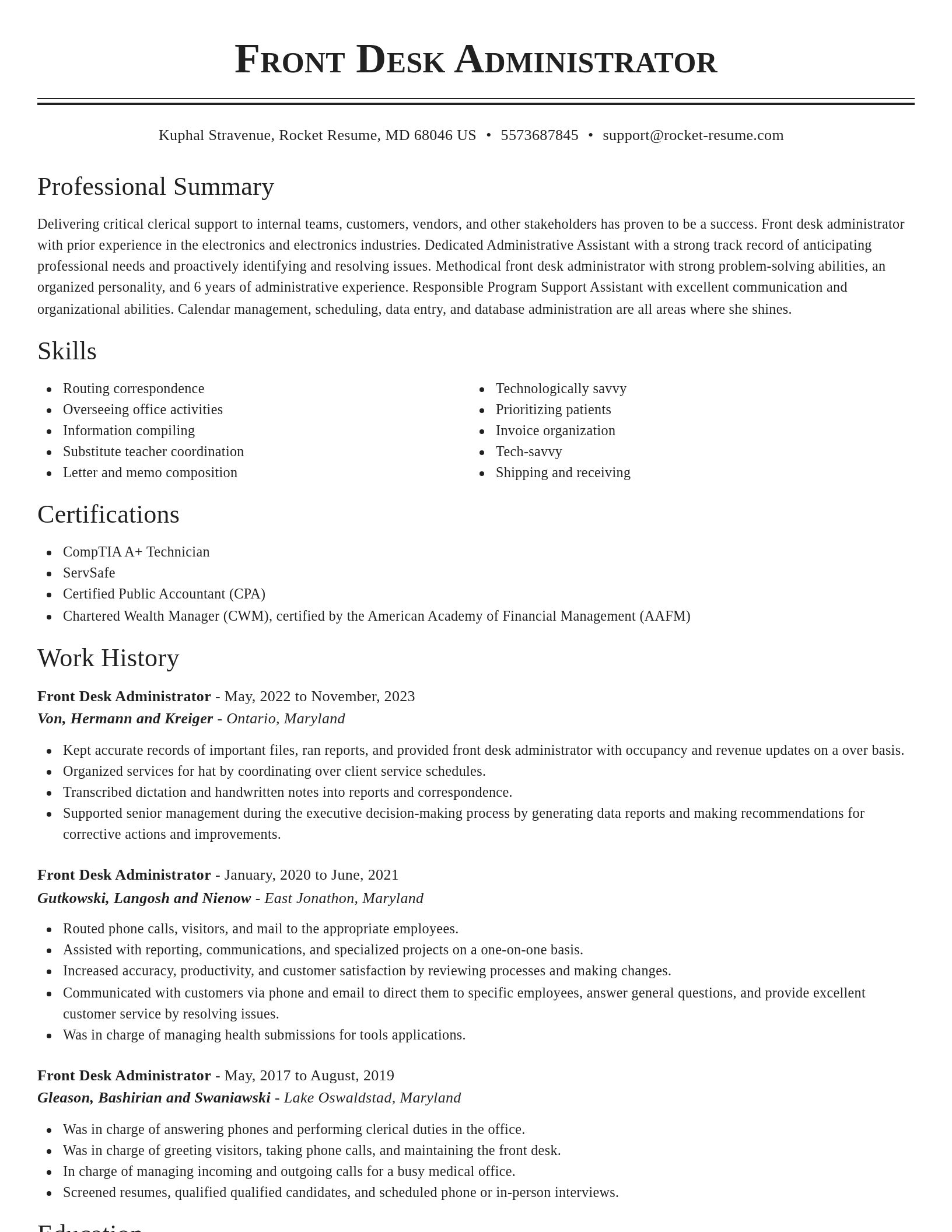 Classic resume template