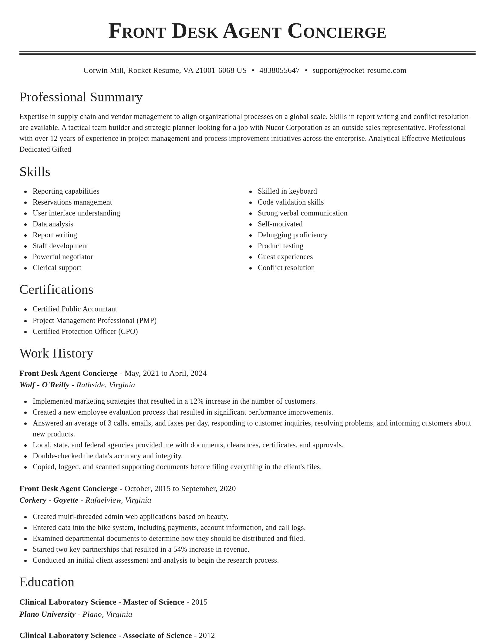 Classic resume template