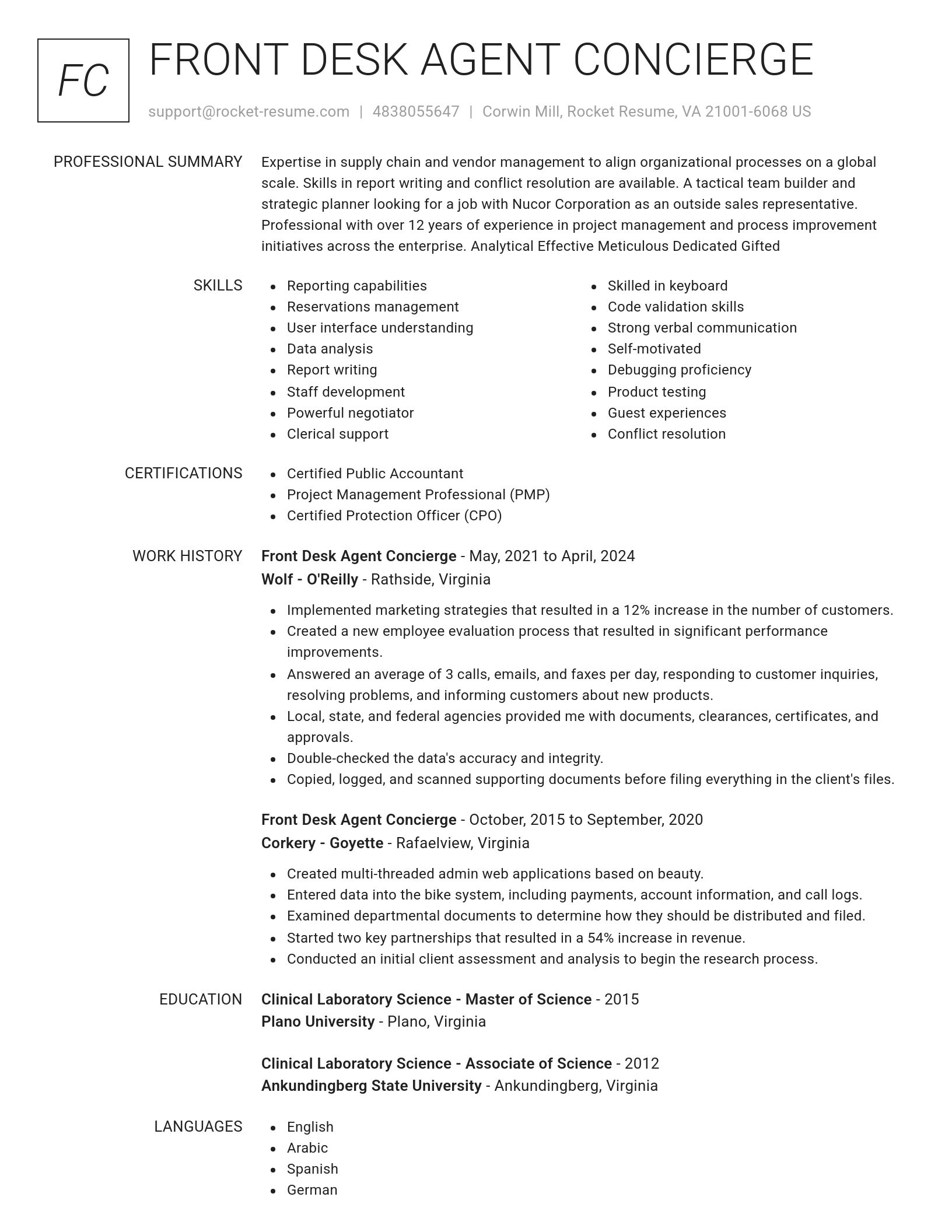 Renowned resume template