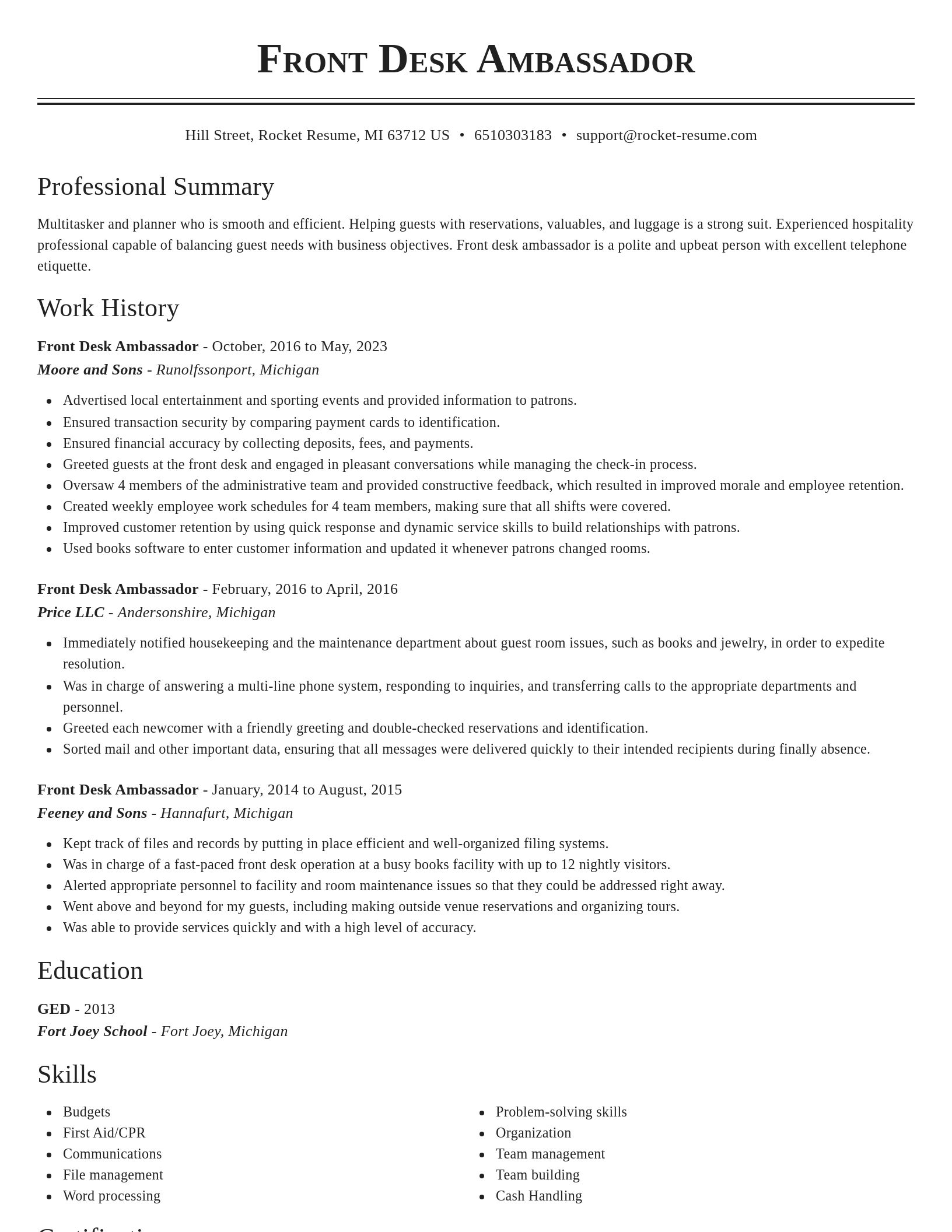 Classic resume template