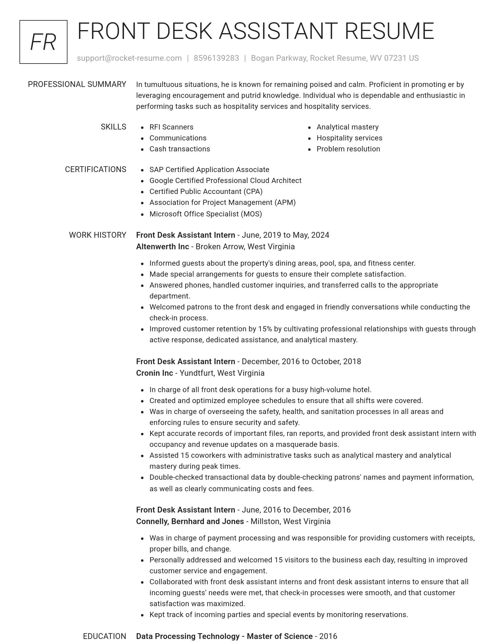 Renowned resume template