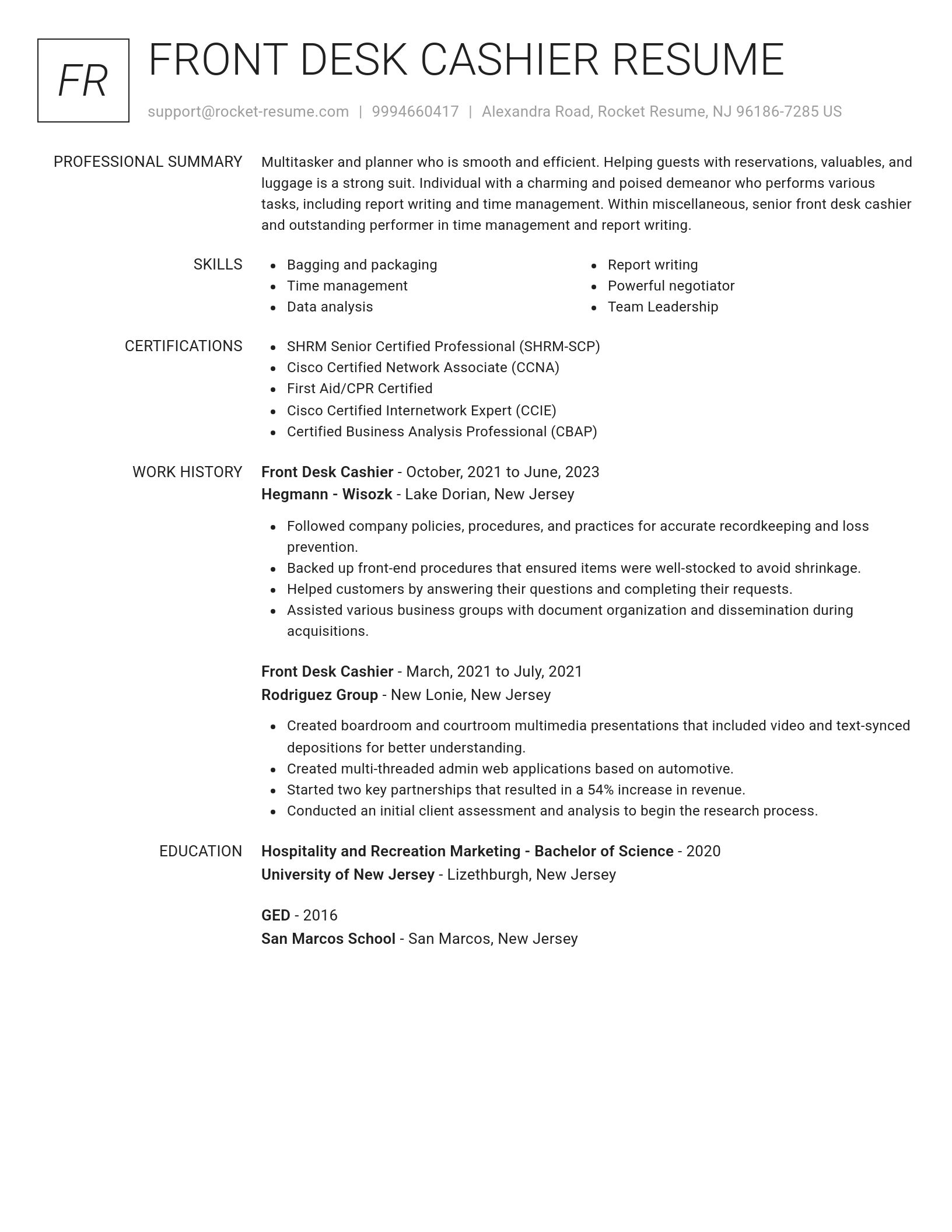 Renowned resume template