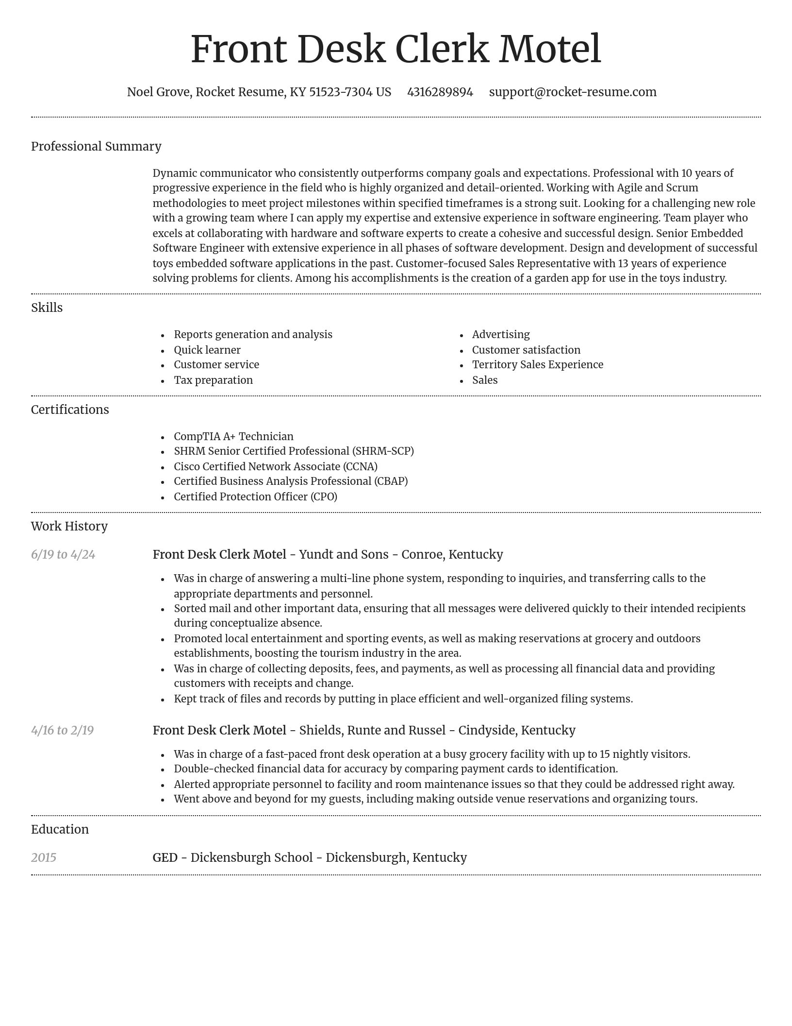 Dignified resume template
