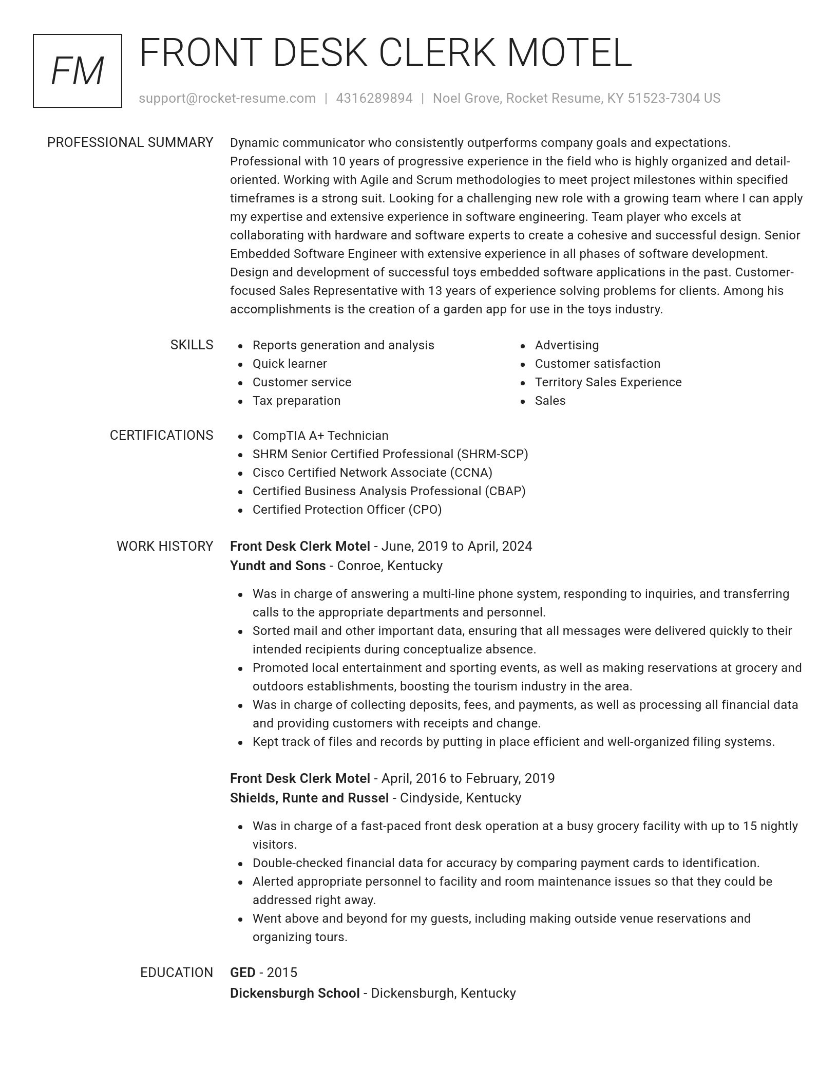 Renowned resume template