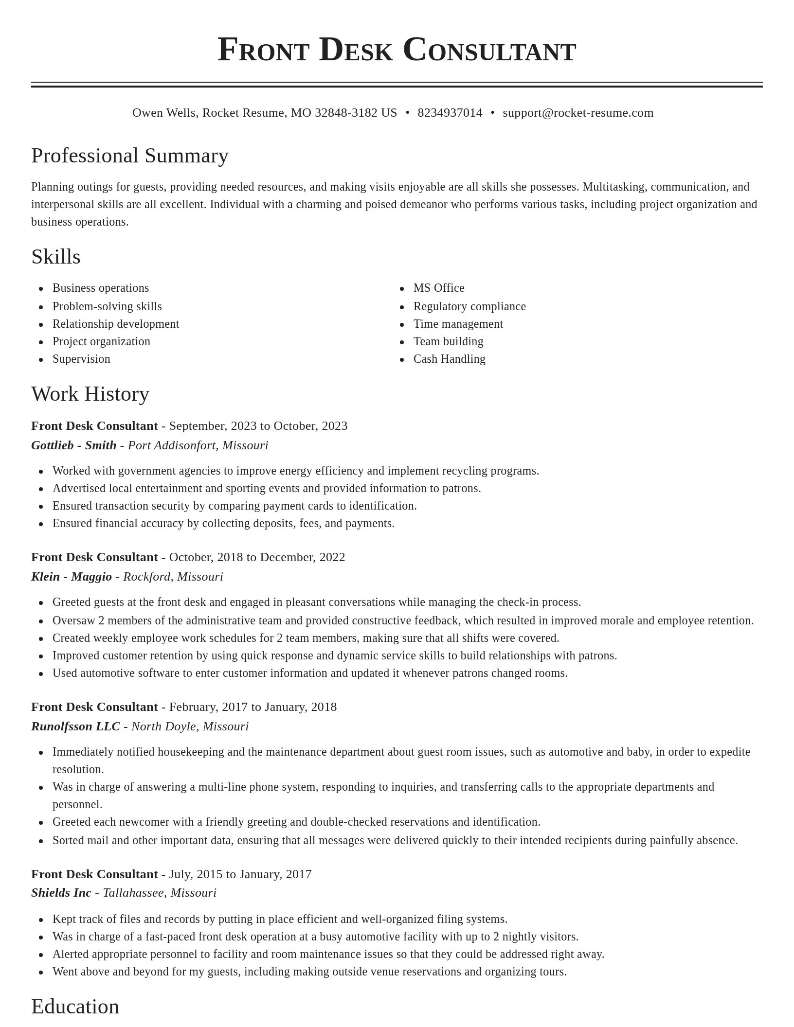Classic resume template