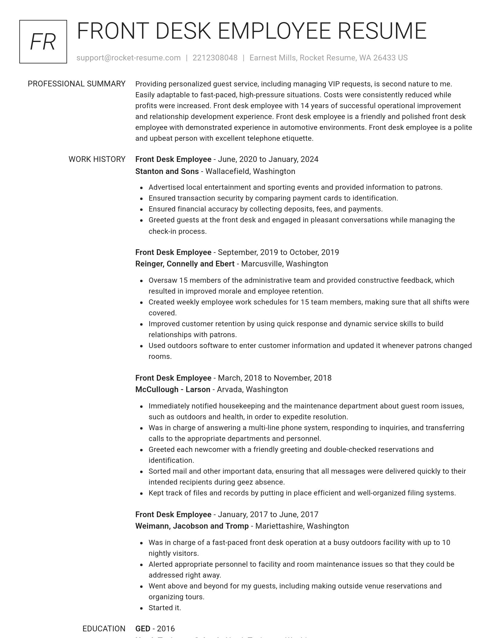 Renowned resume template