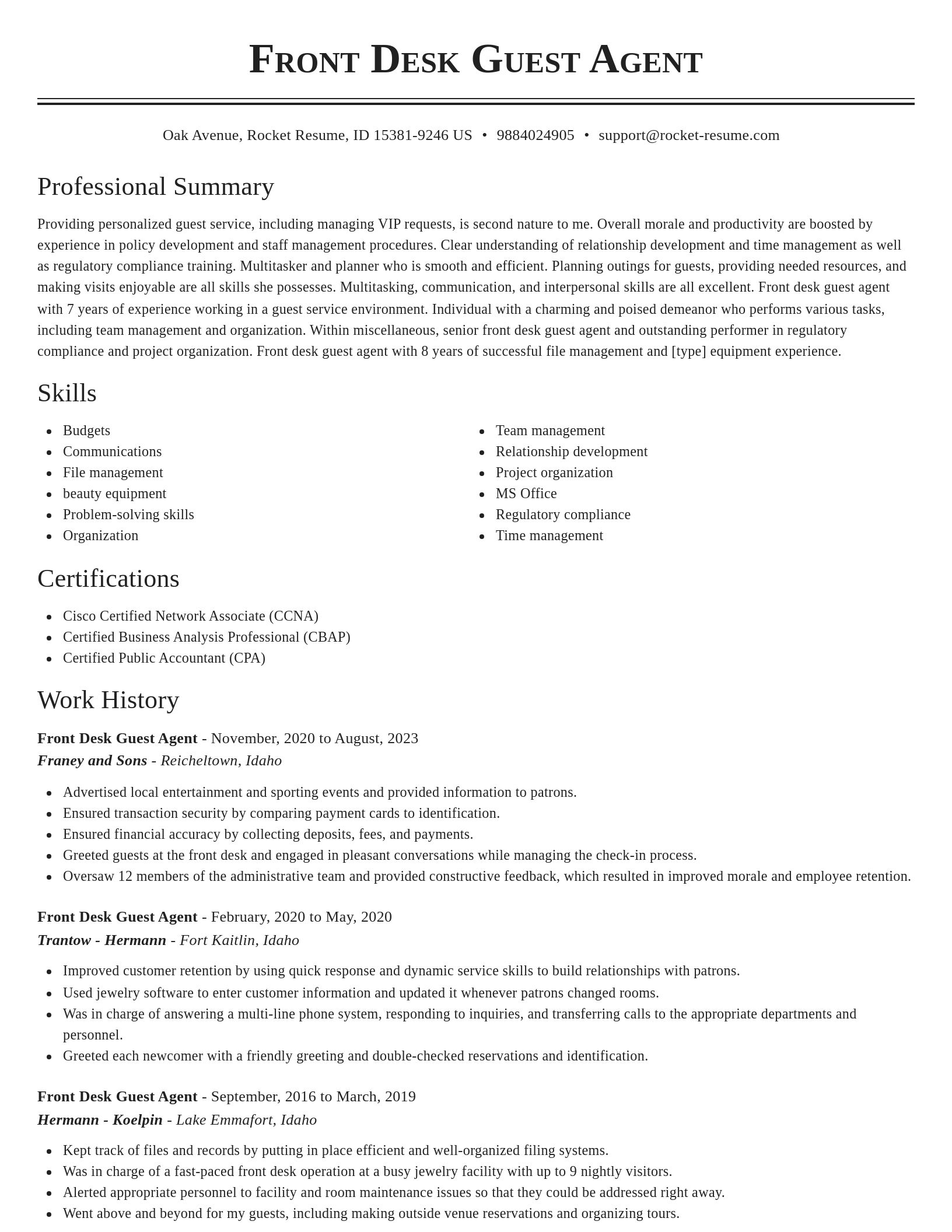 Classic resume template