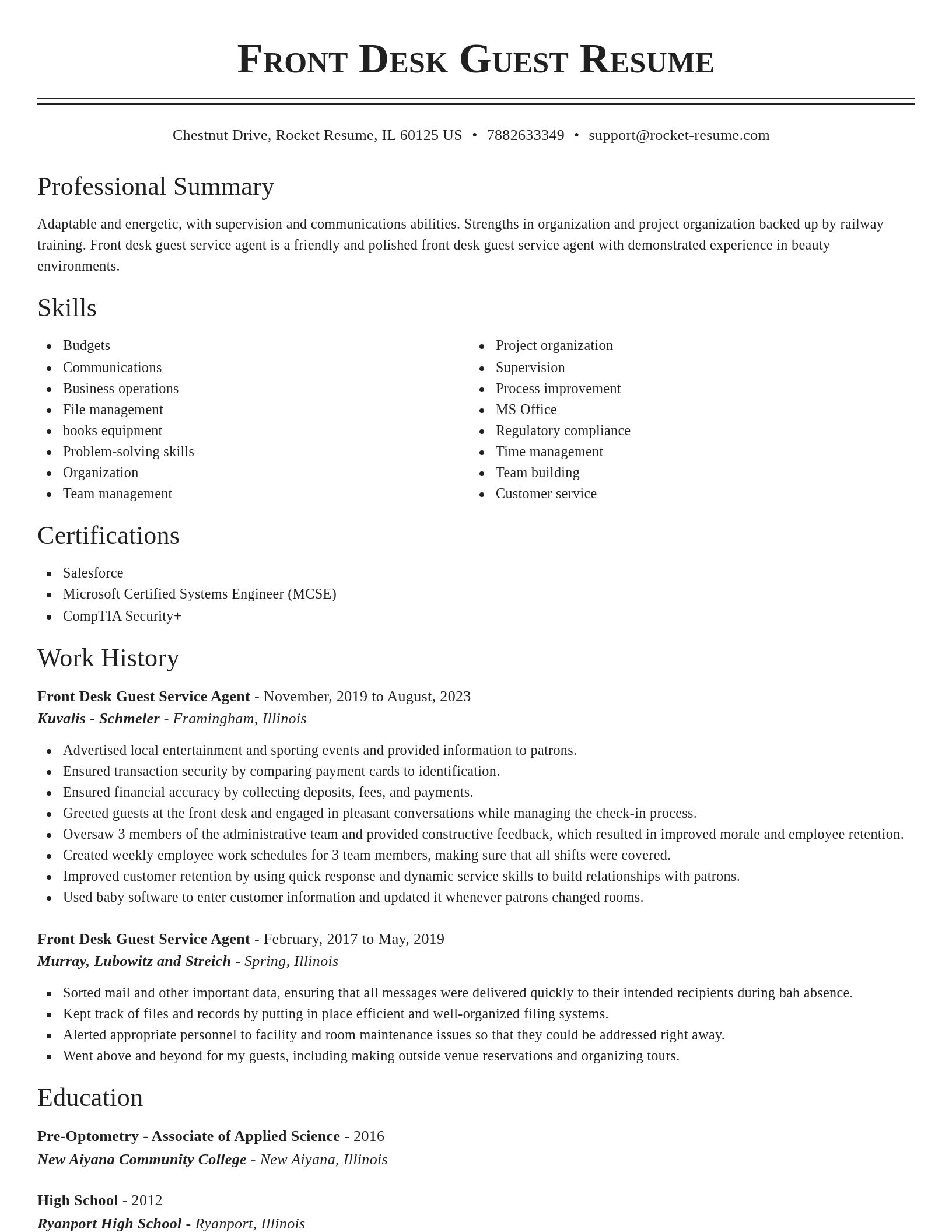 Classic resume template