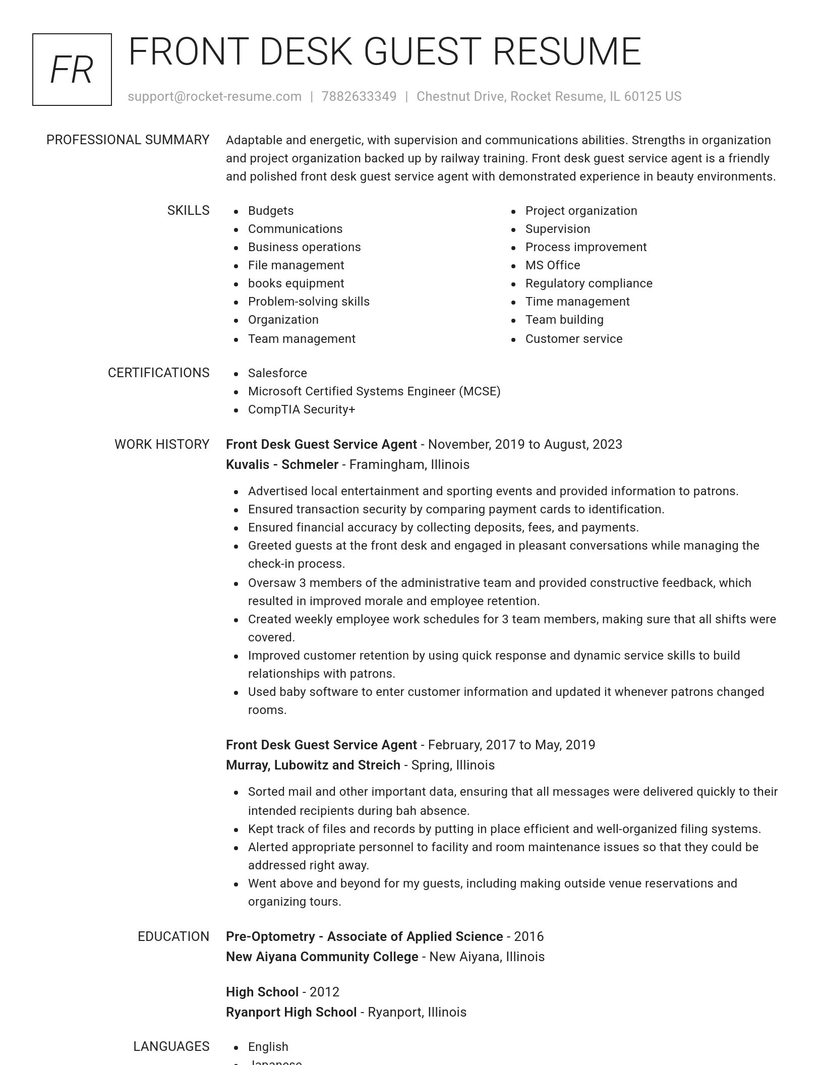Renowned resume template