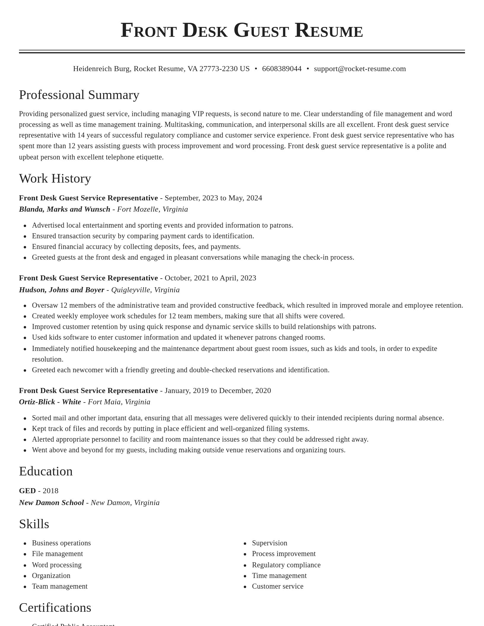 Classic resume template
