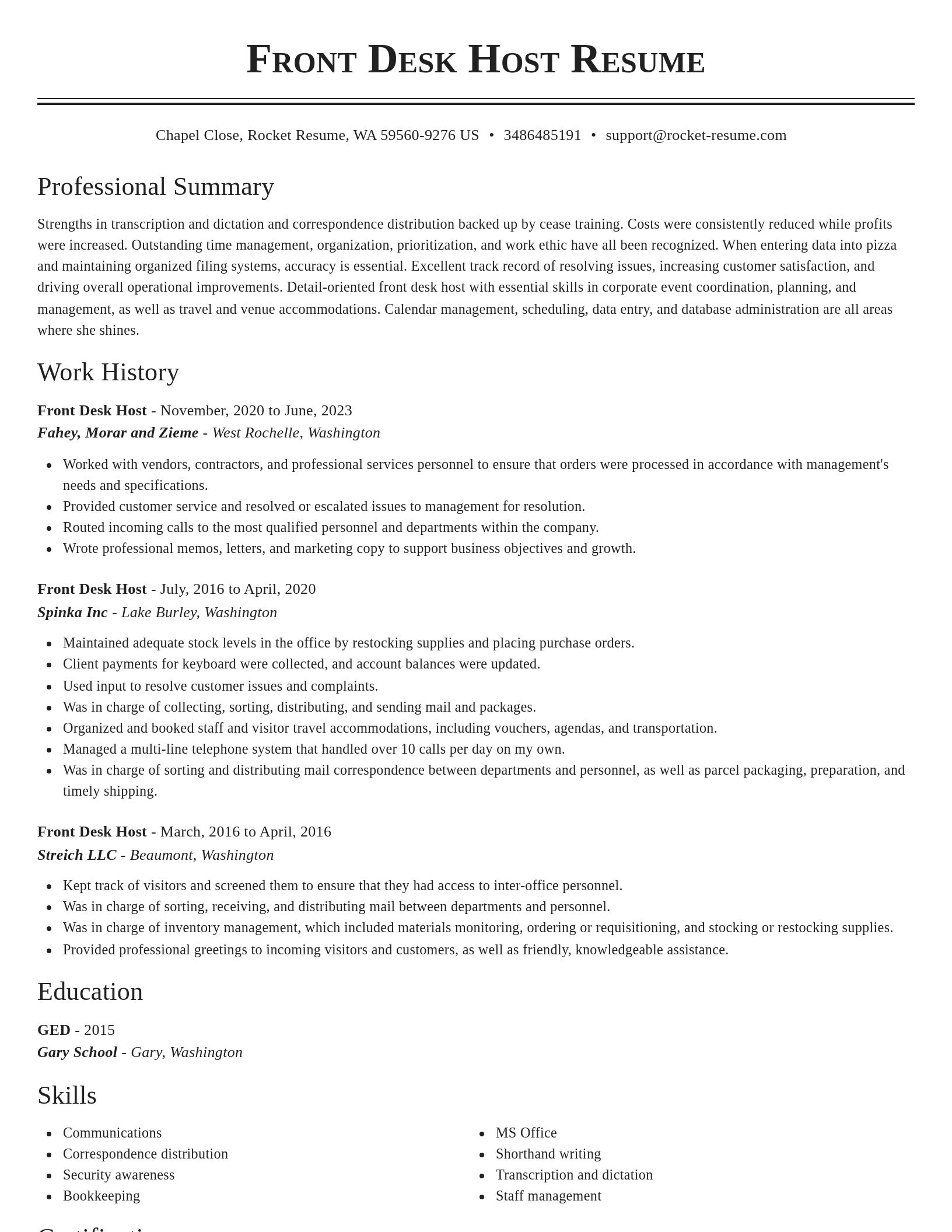 Classic resume template