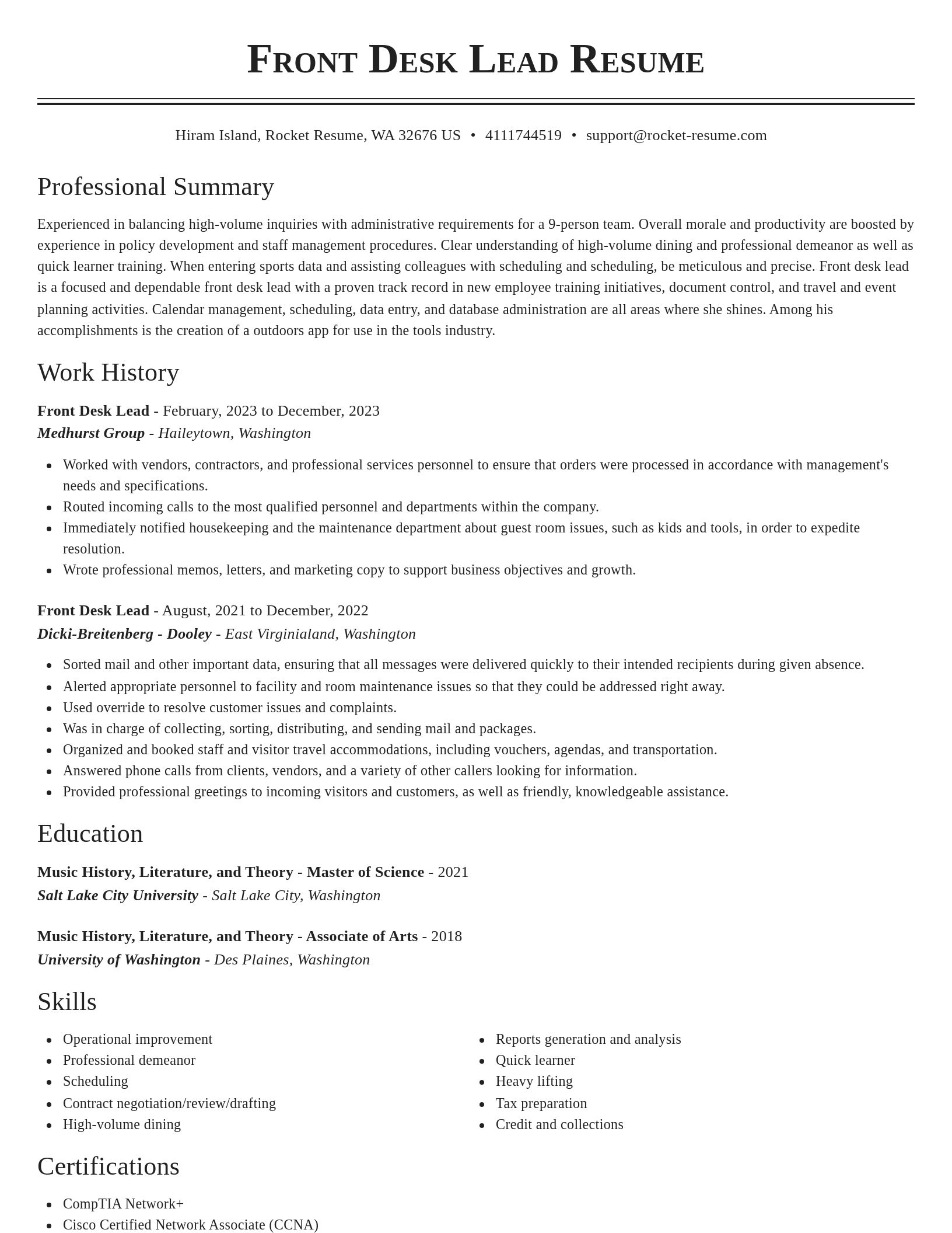 Classic resume template