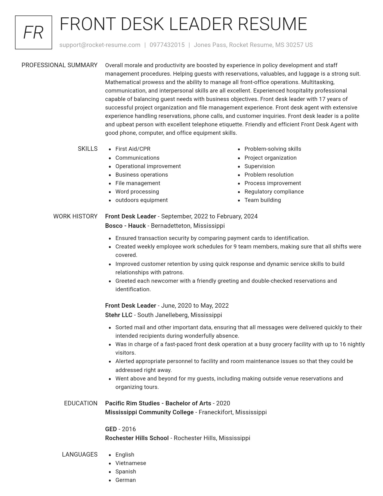Renowned resume template