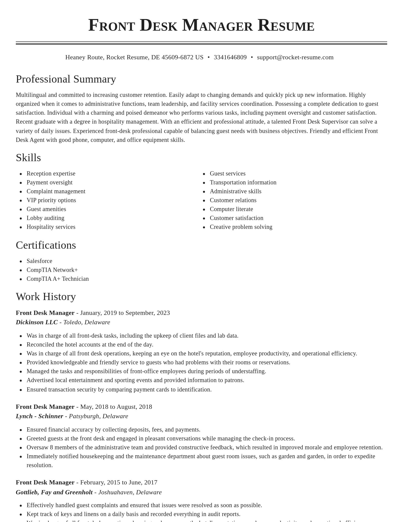 Classic resume template