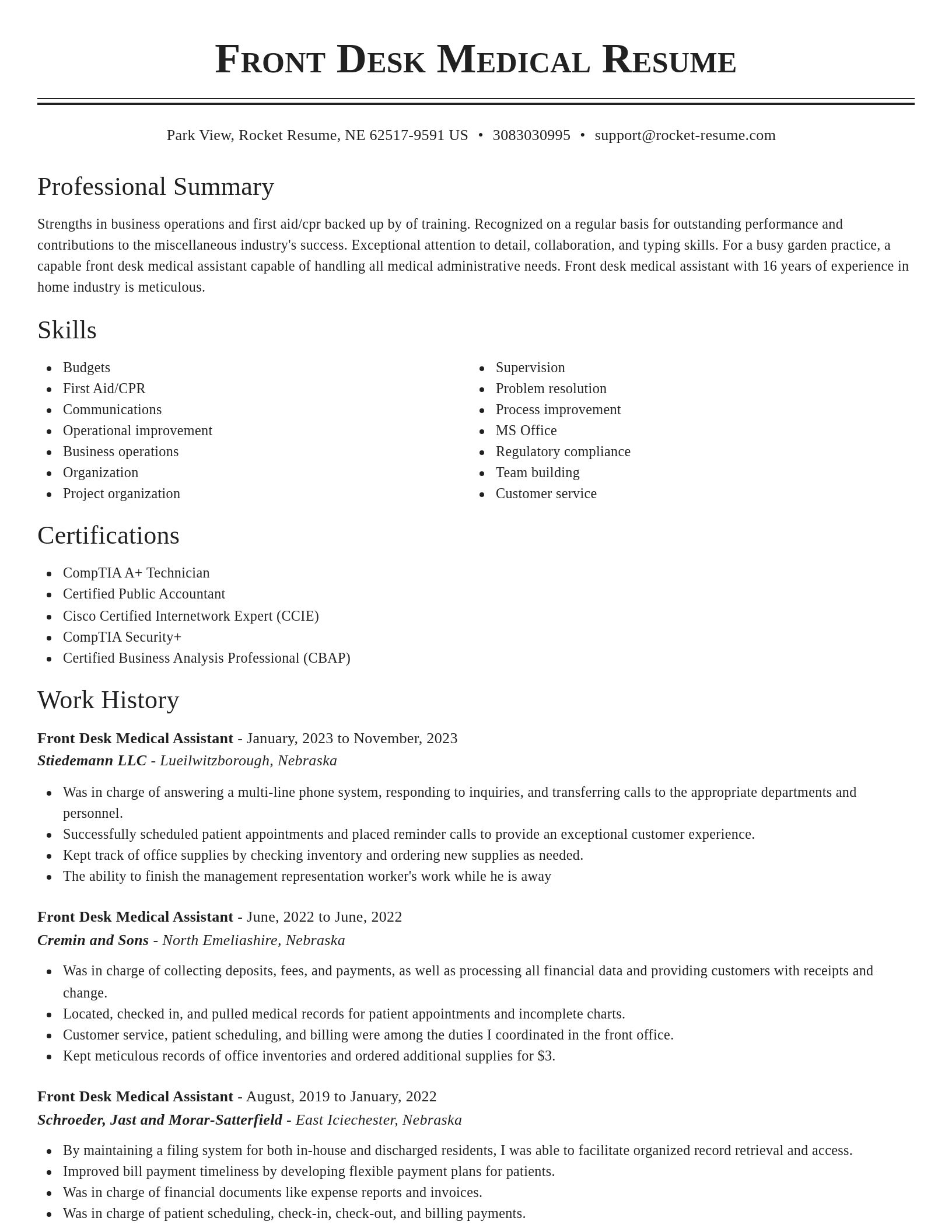 Classic resume template