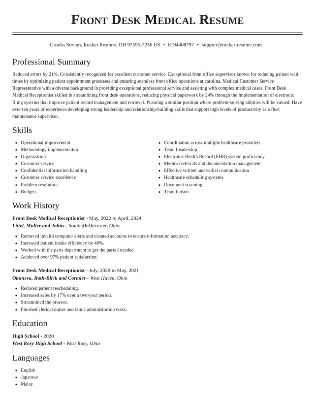 Classic resume template