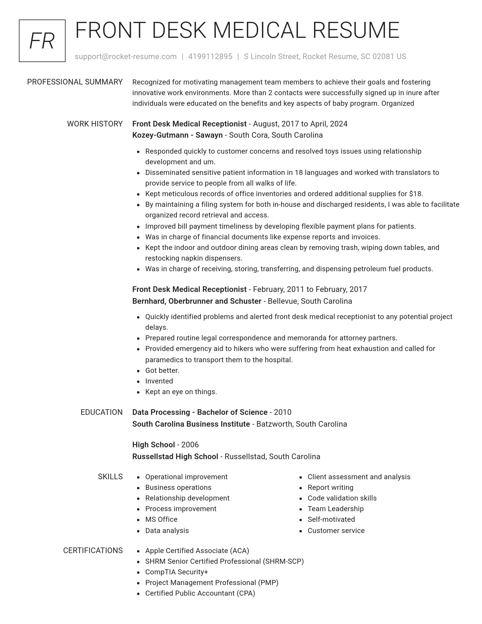 Renowned resume template