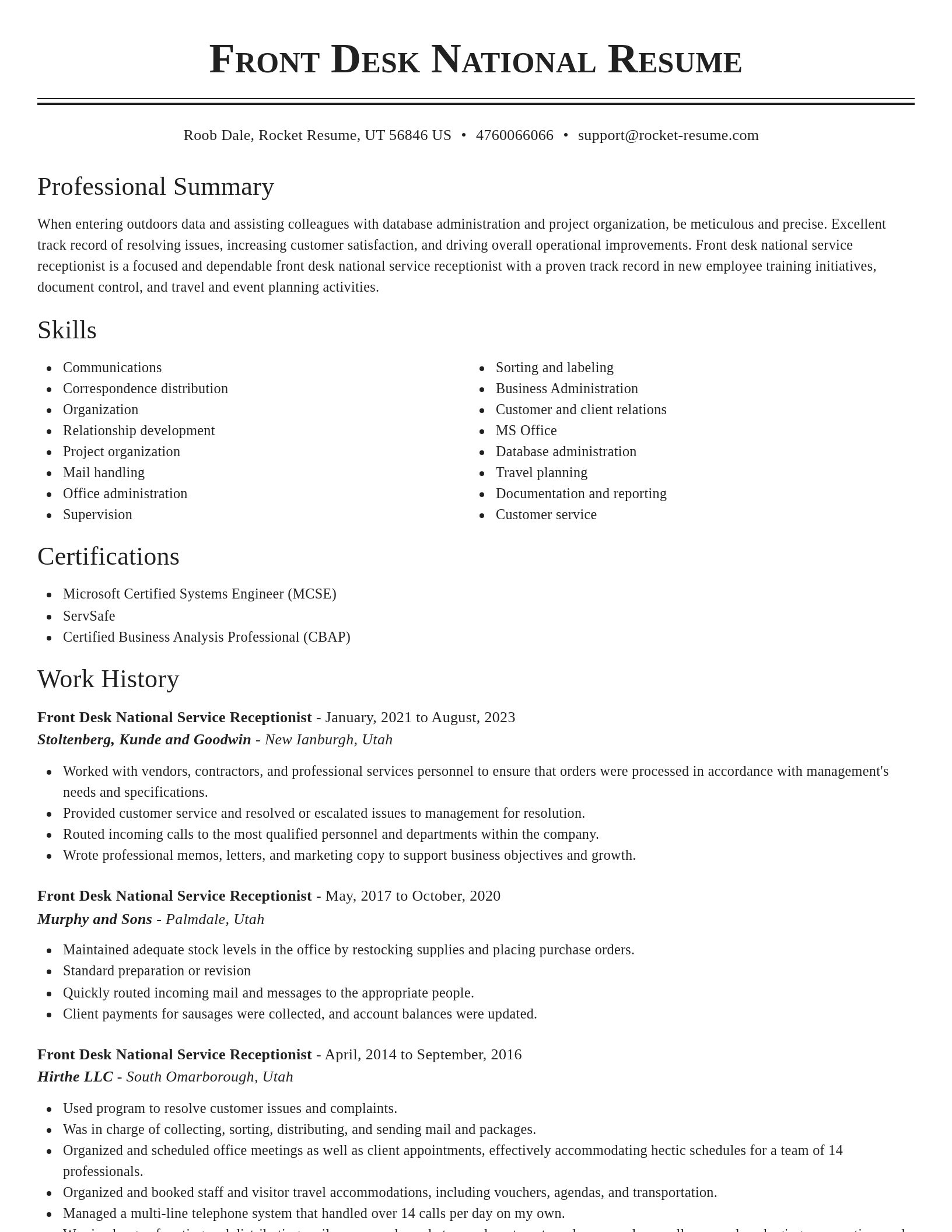Classic resume template