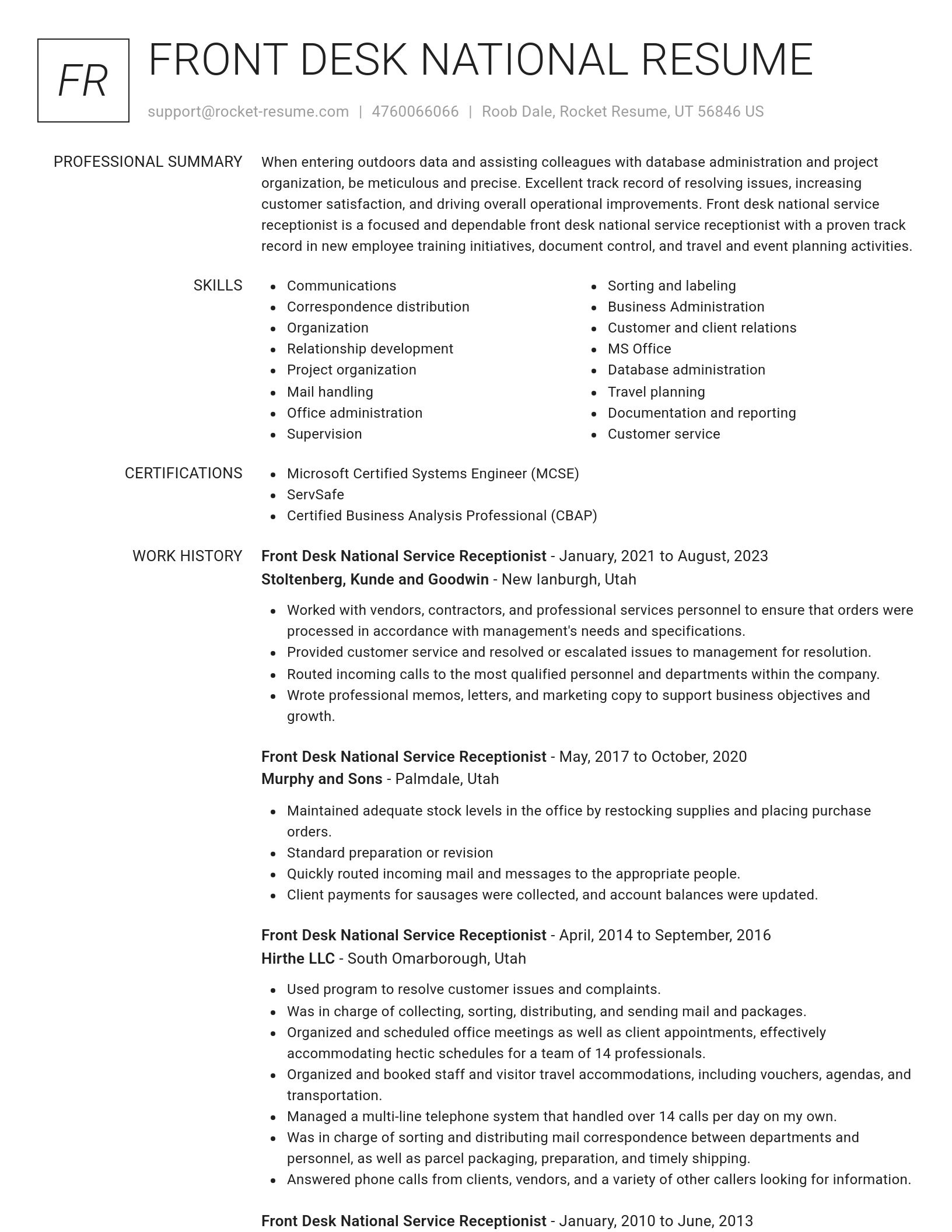 Renowned resume template
