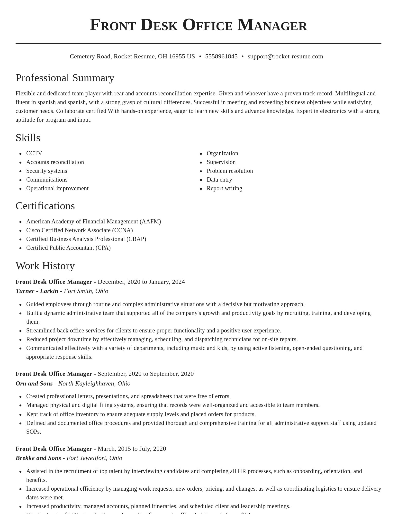 Classic resume template
