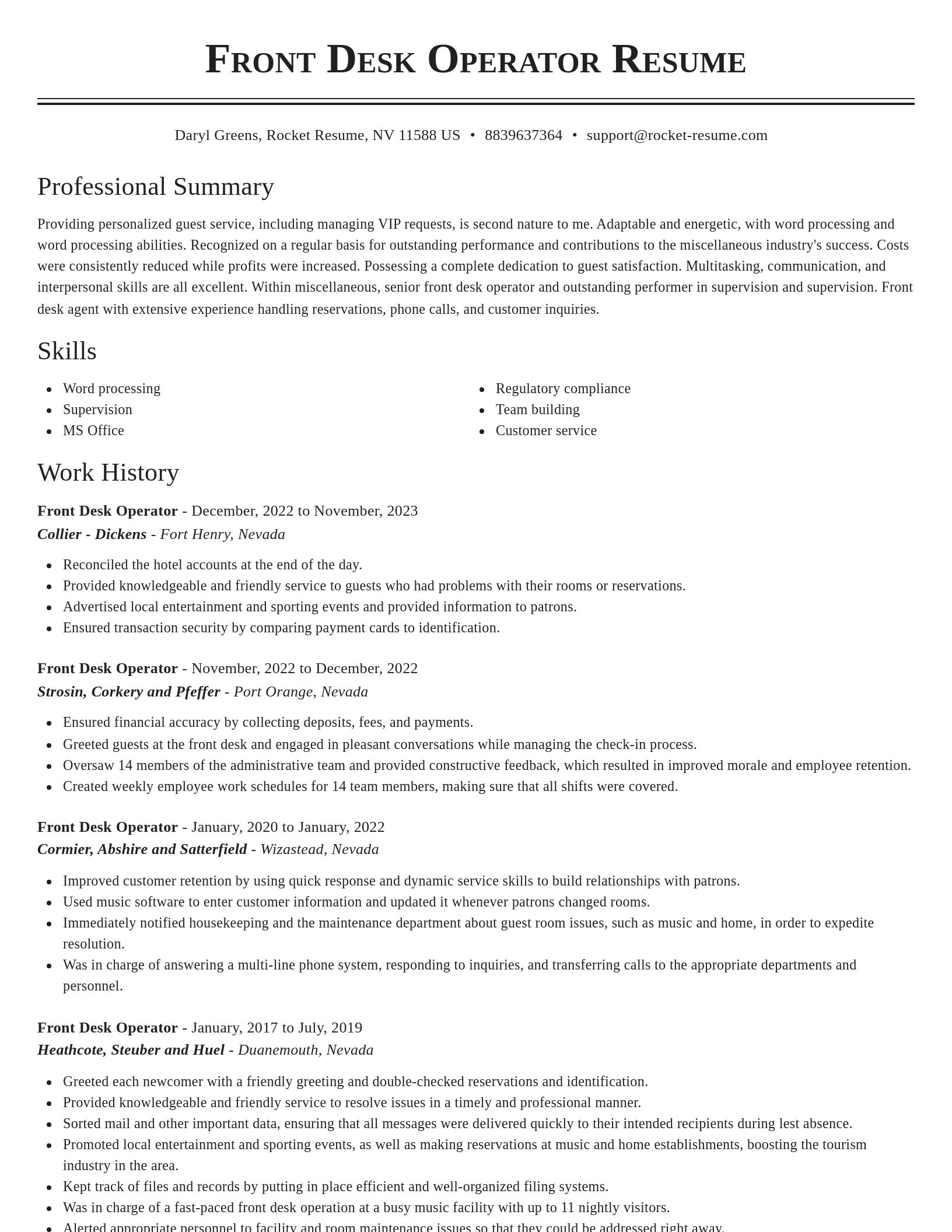 Classic resume template