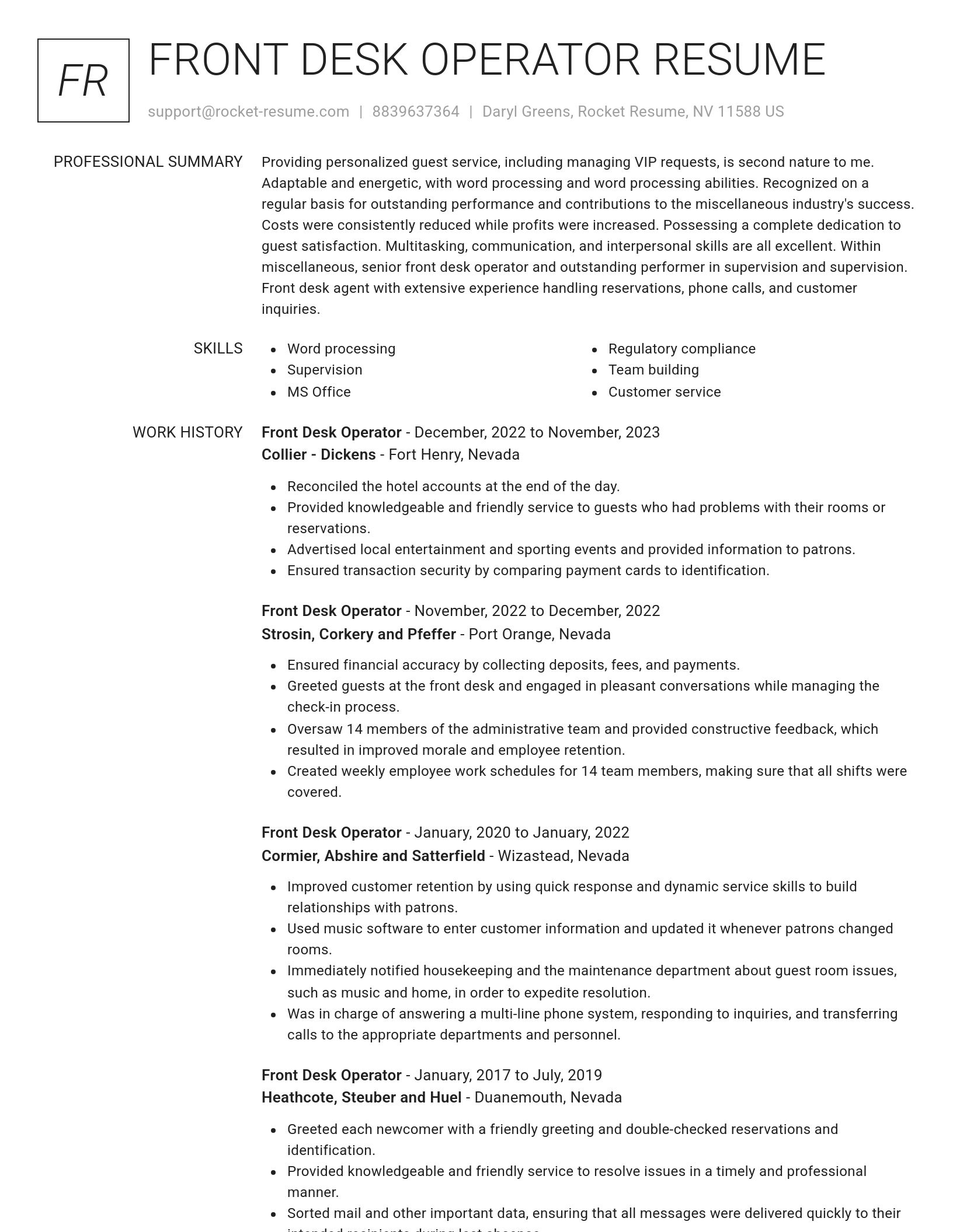 Renowned resume template