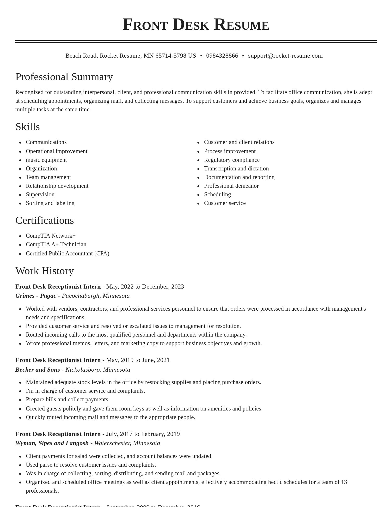 Classic resume template
