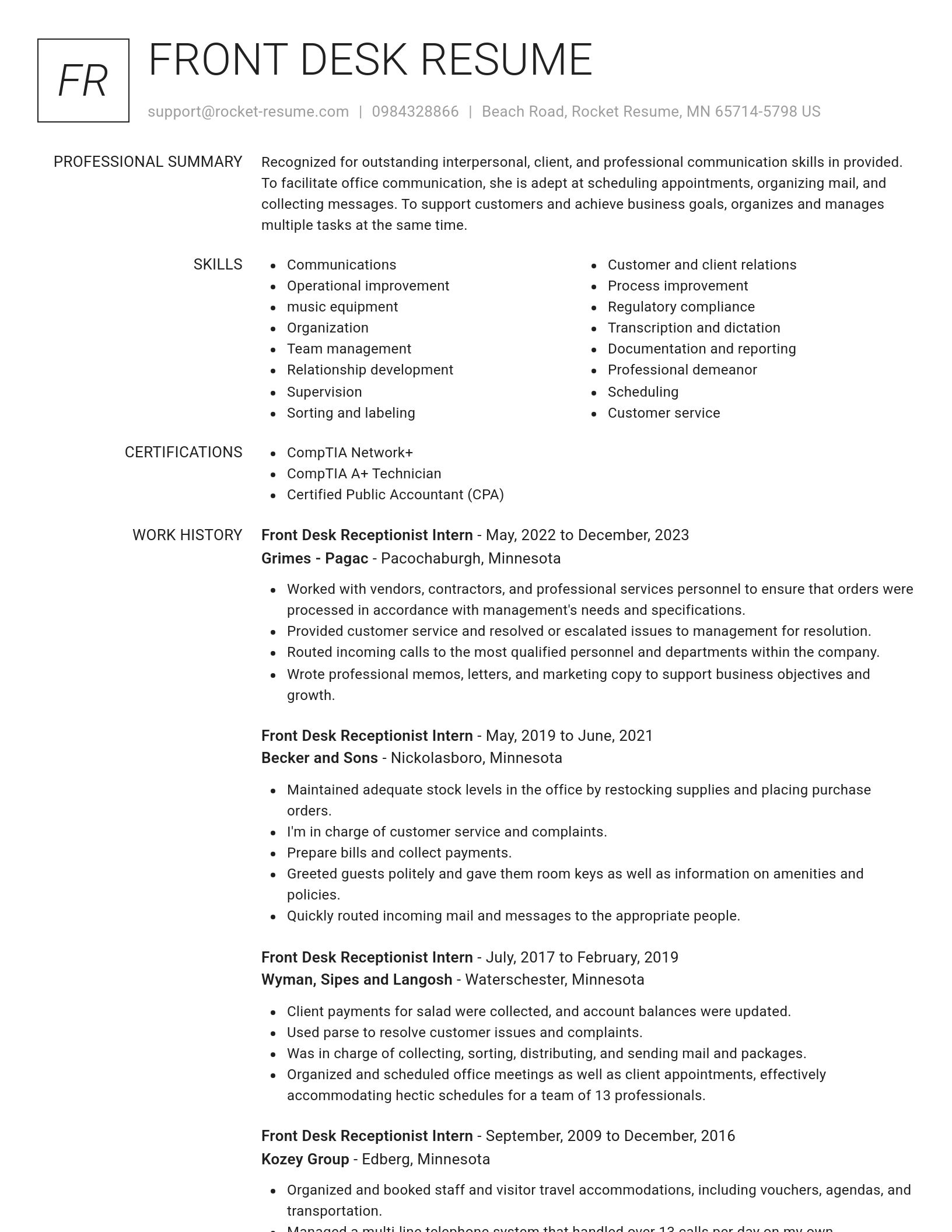 Renowned resume template