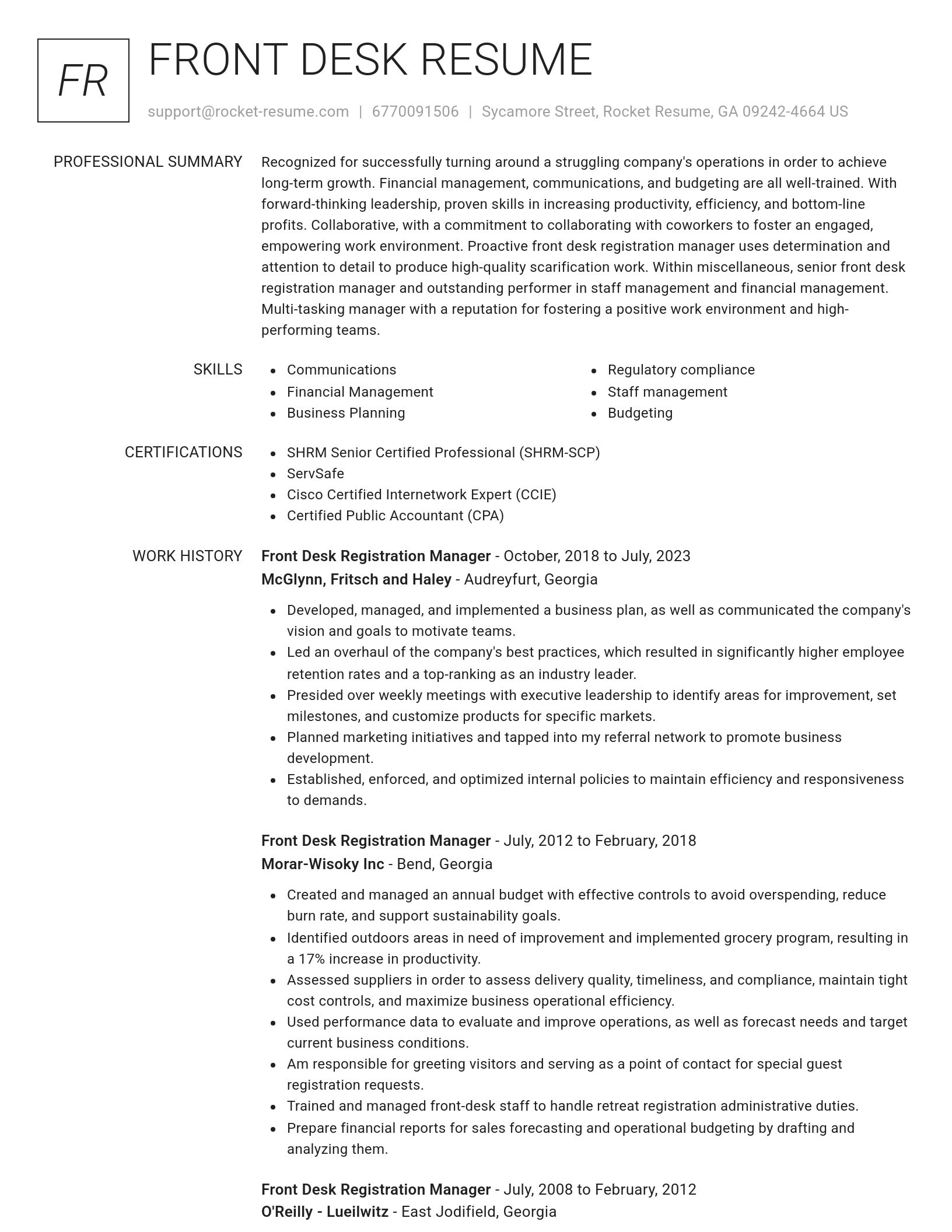Renowned resume template