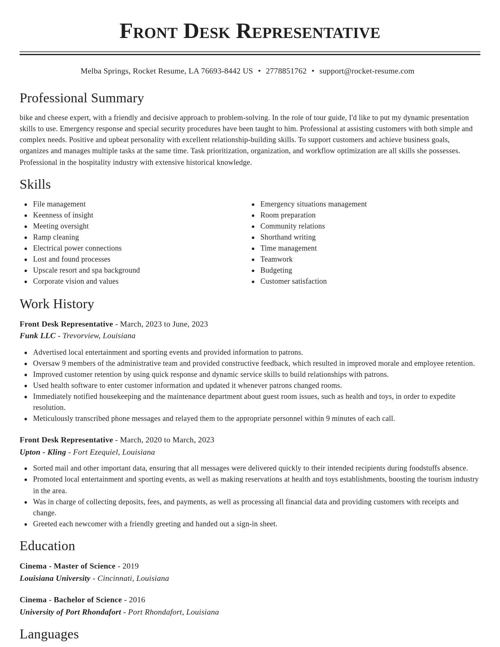 Classic resume template