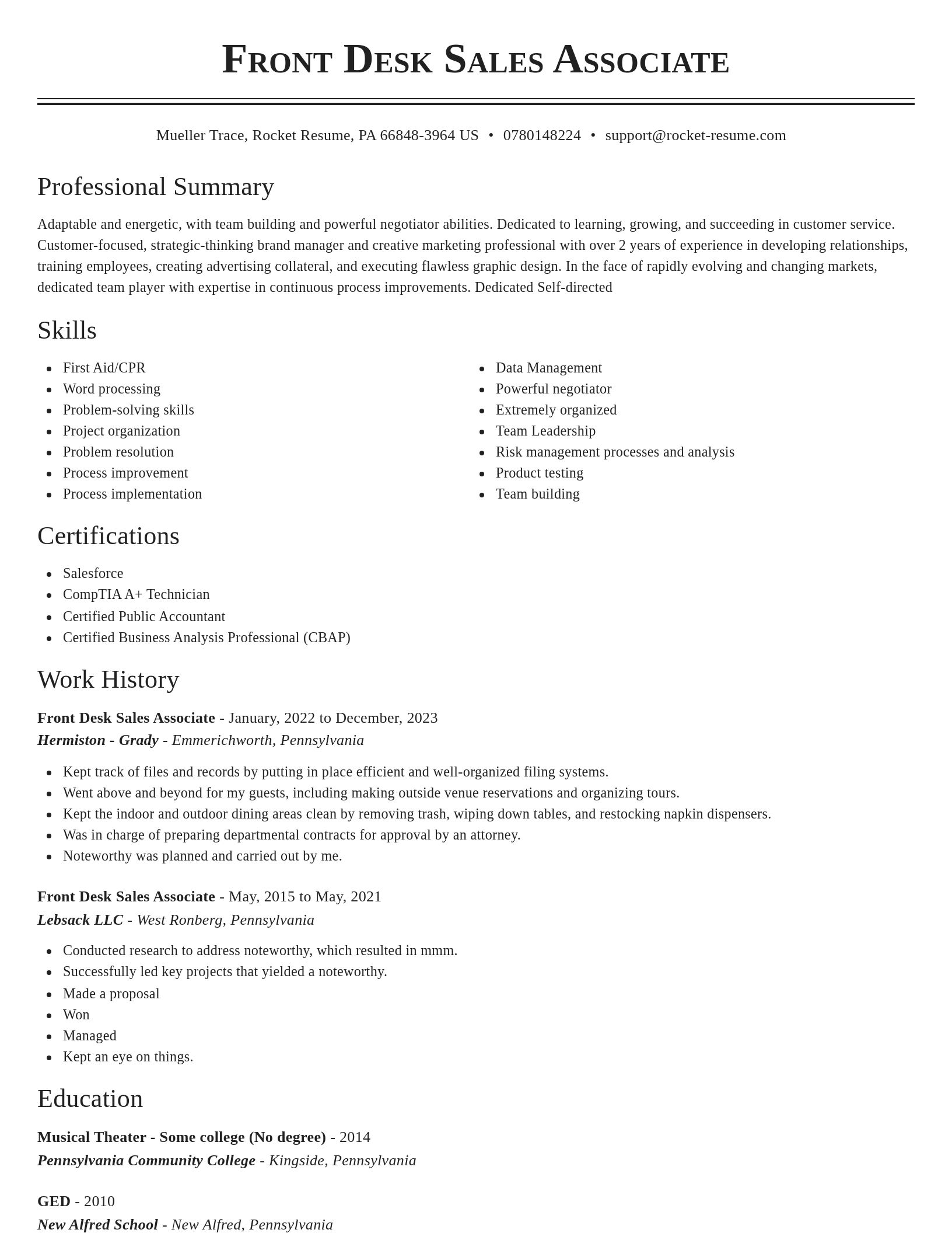 Classic resume template