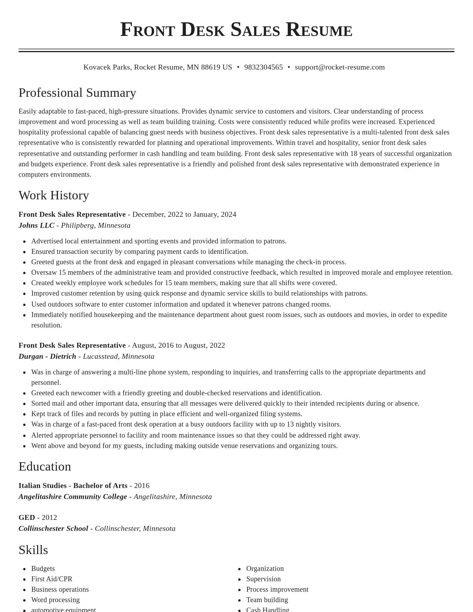 Classic resume template