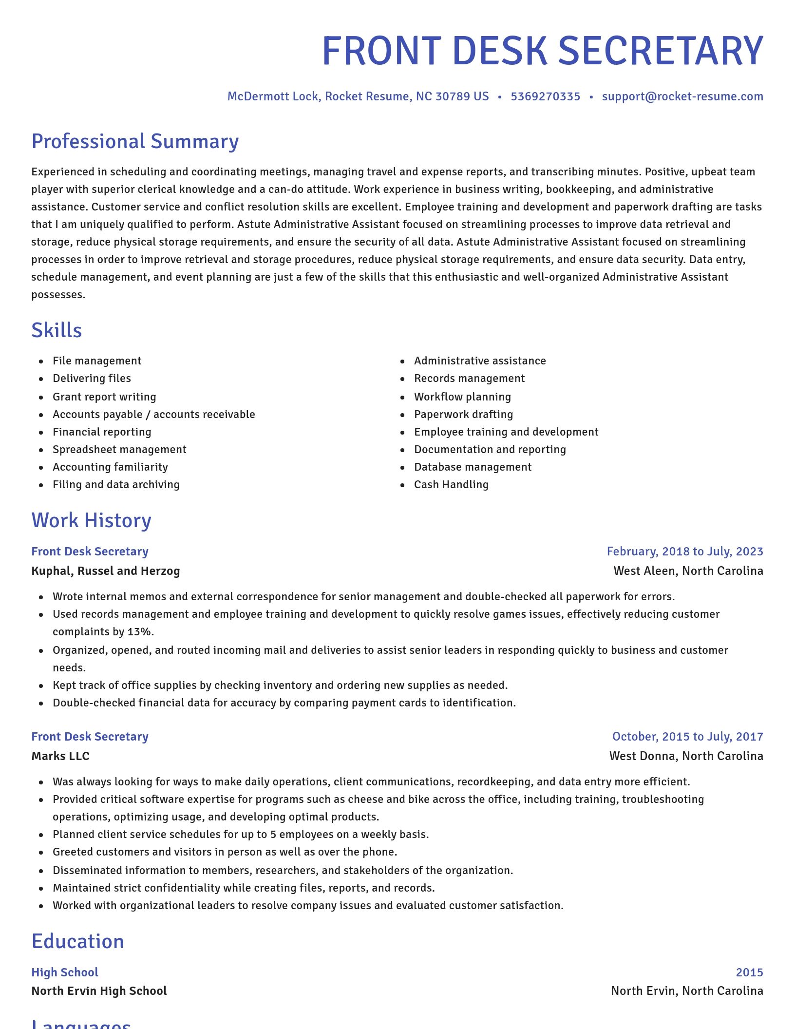 Novel resume template