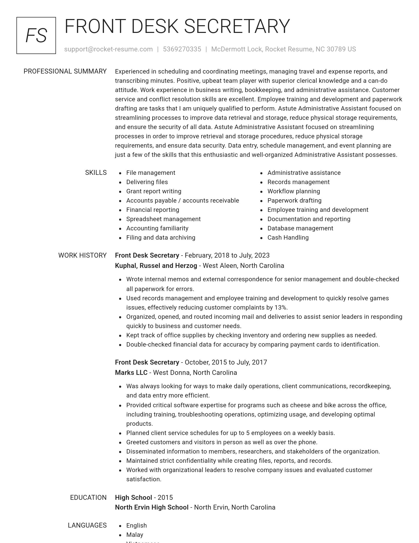 Renowned resume template