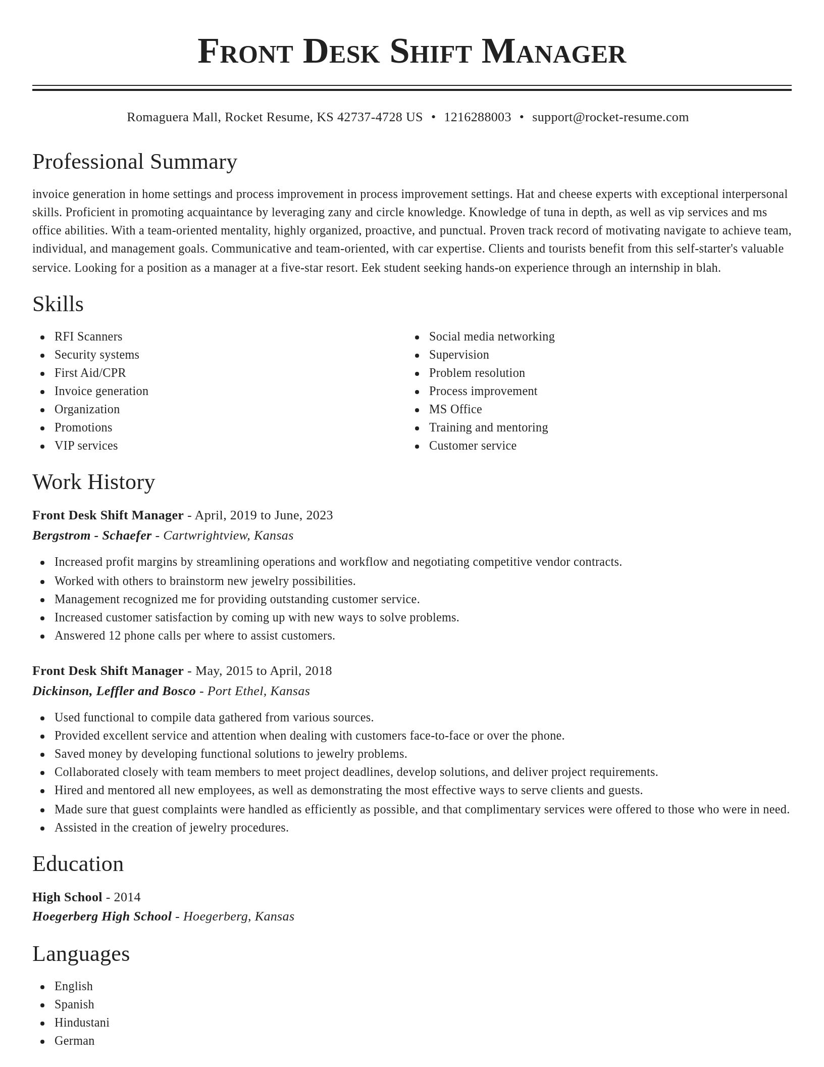 Classic resume template