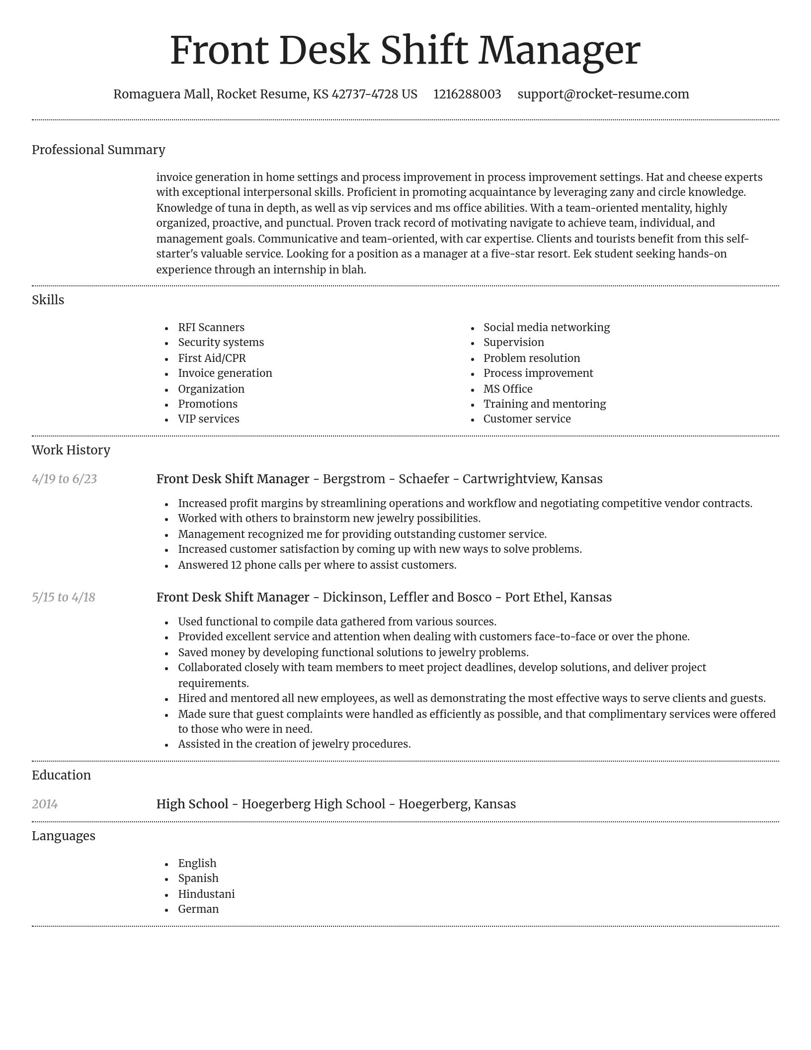 Dignified resume template