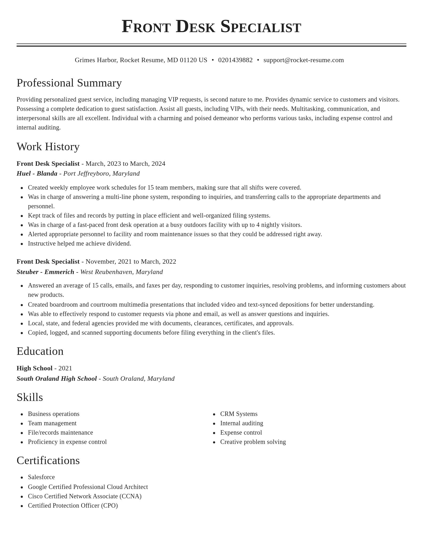 Classic resume template