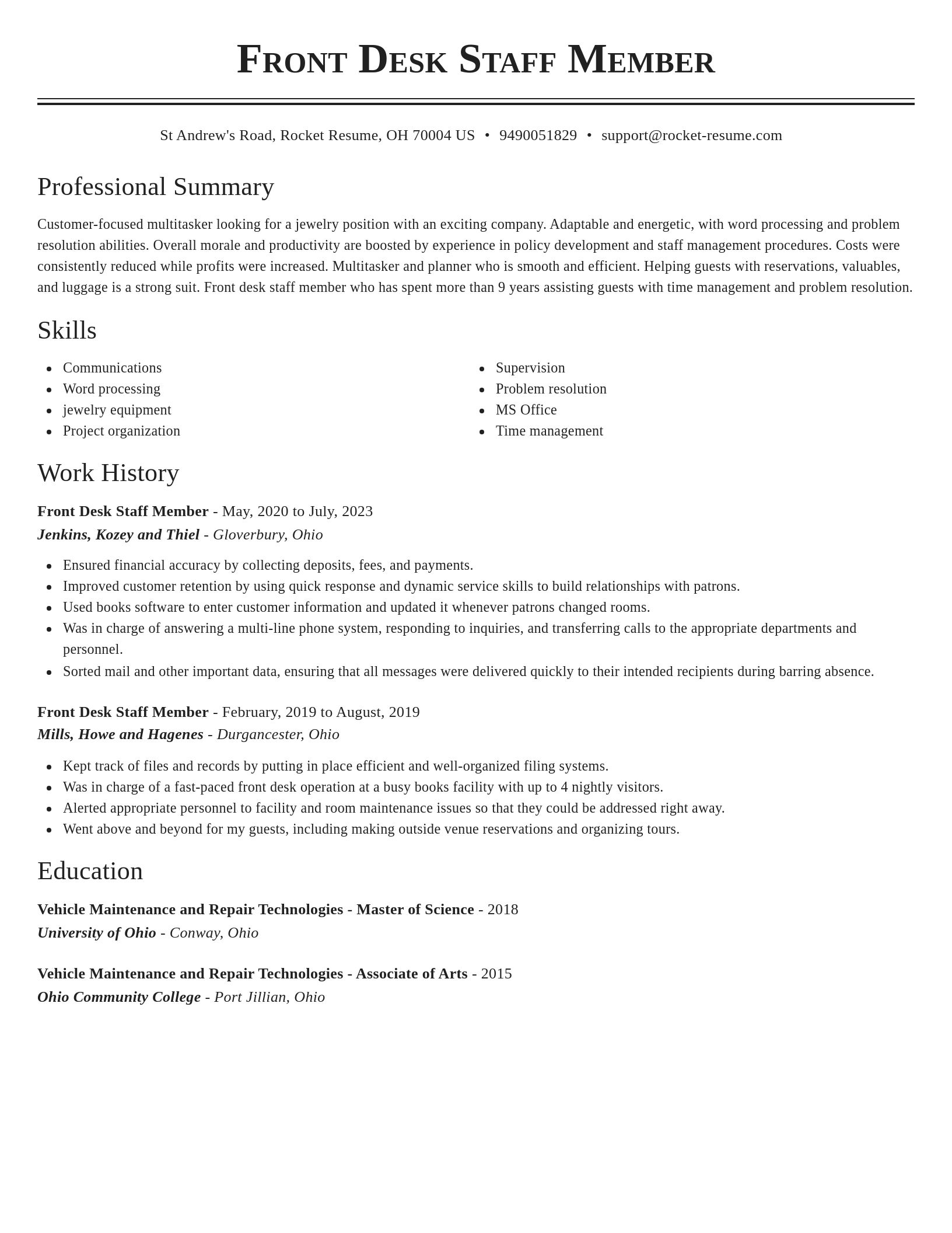 Classic resume template