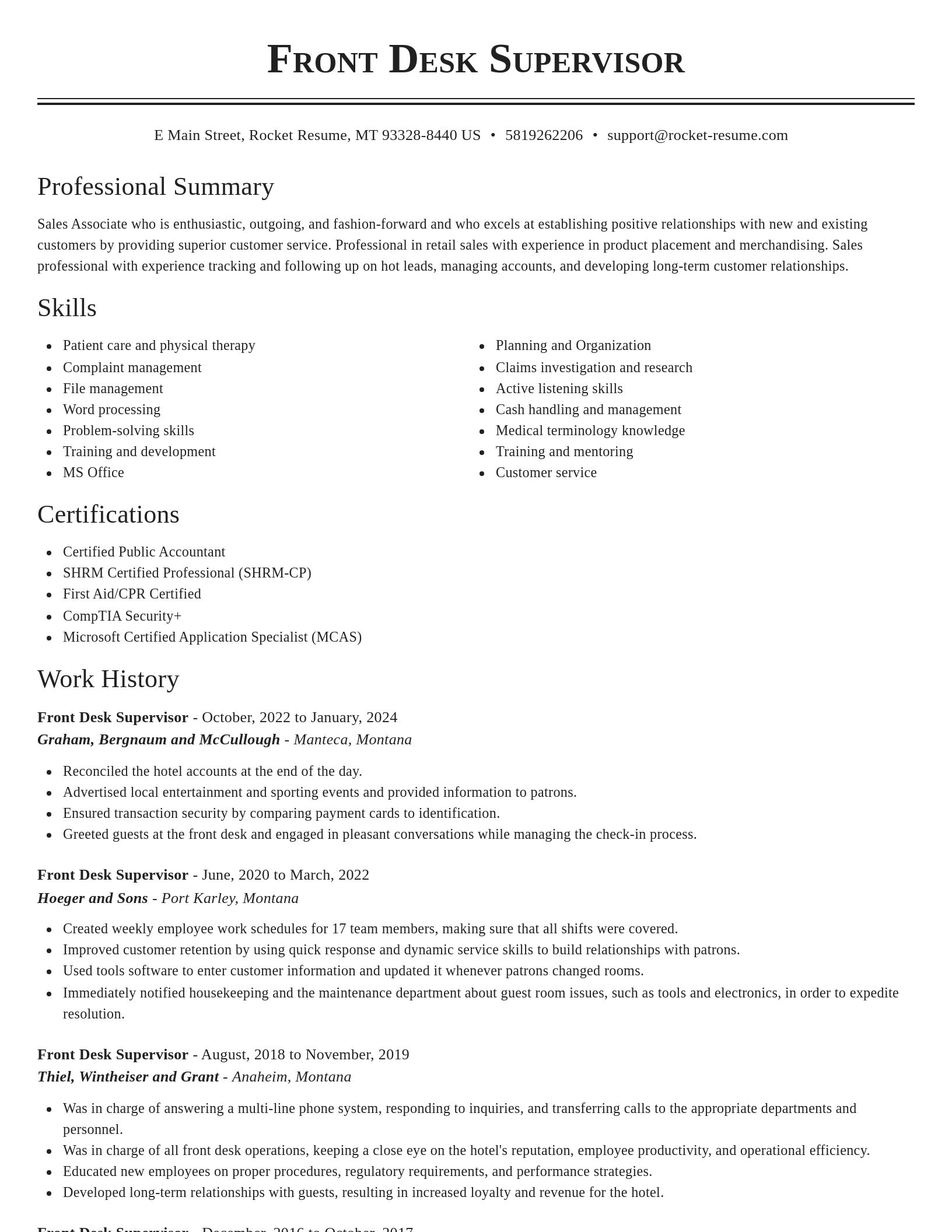 Classic resume template