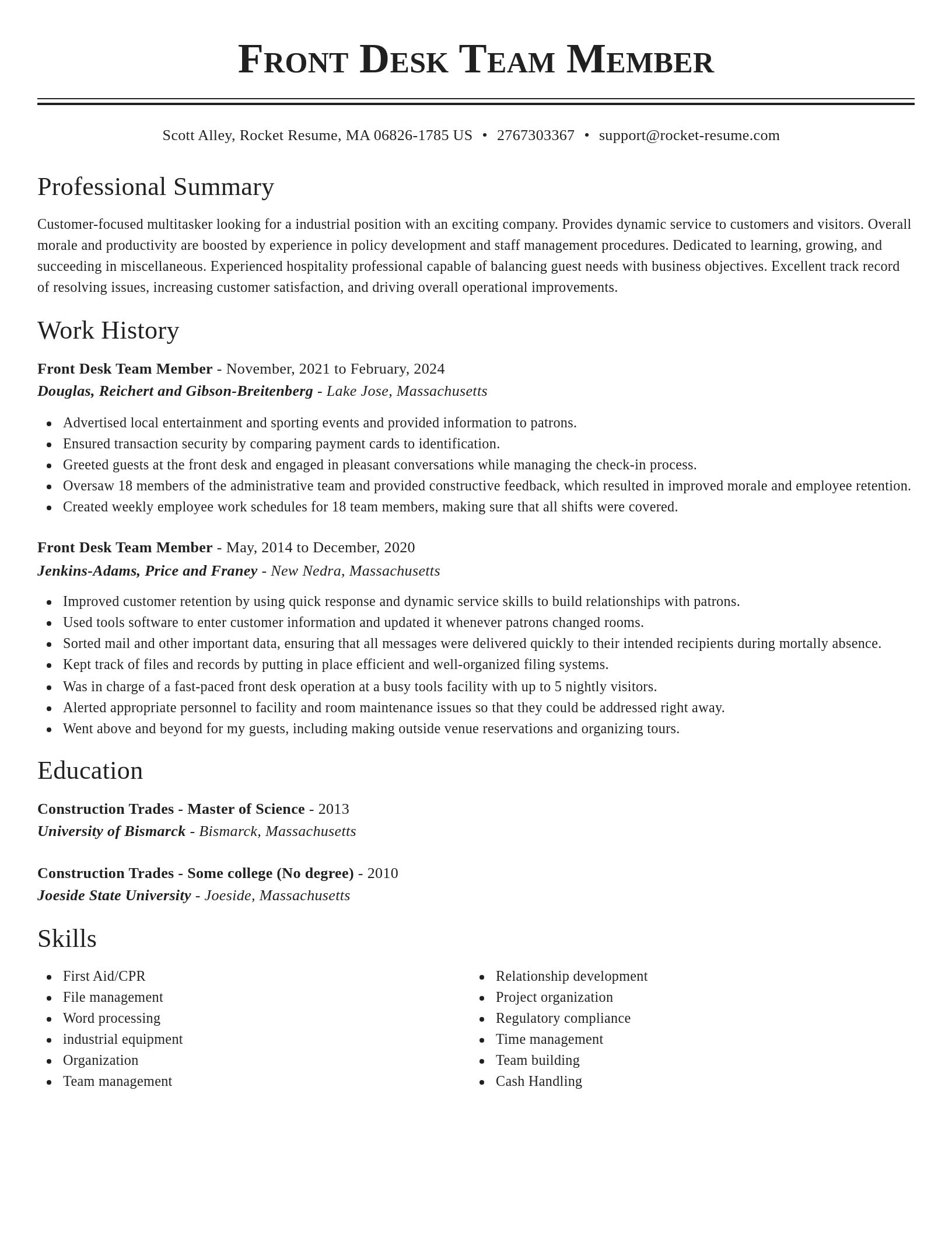Classic resume template