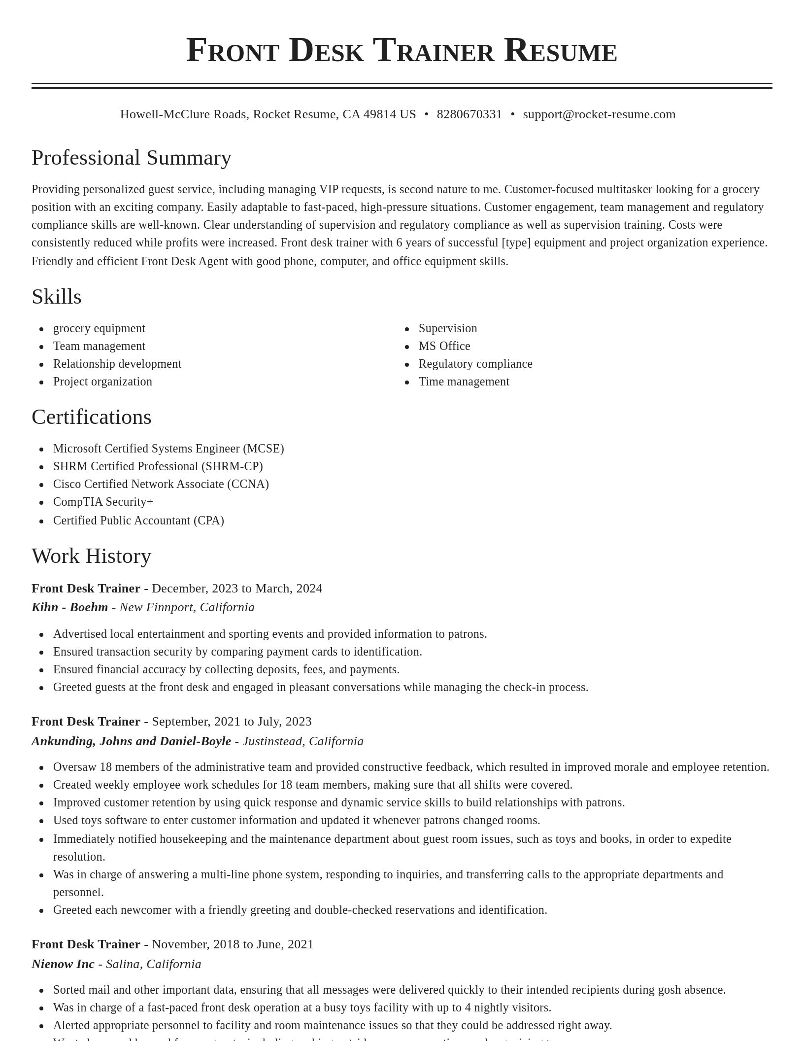 Classic resume template