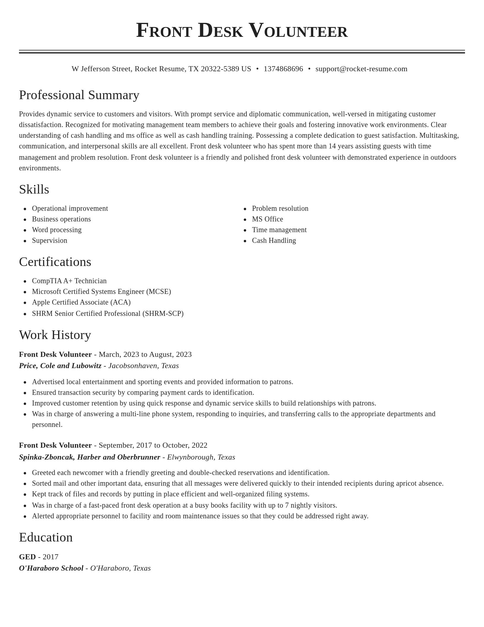 Classic resume template