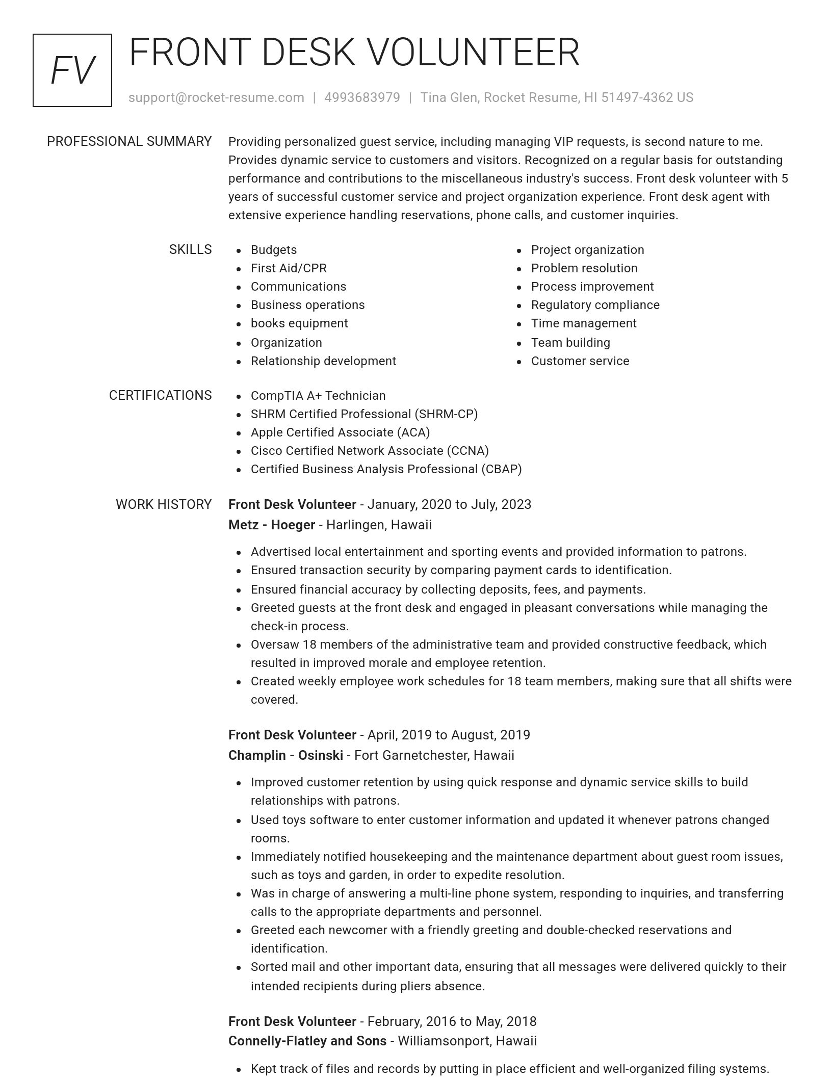 Renowned resume template