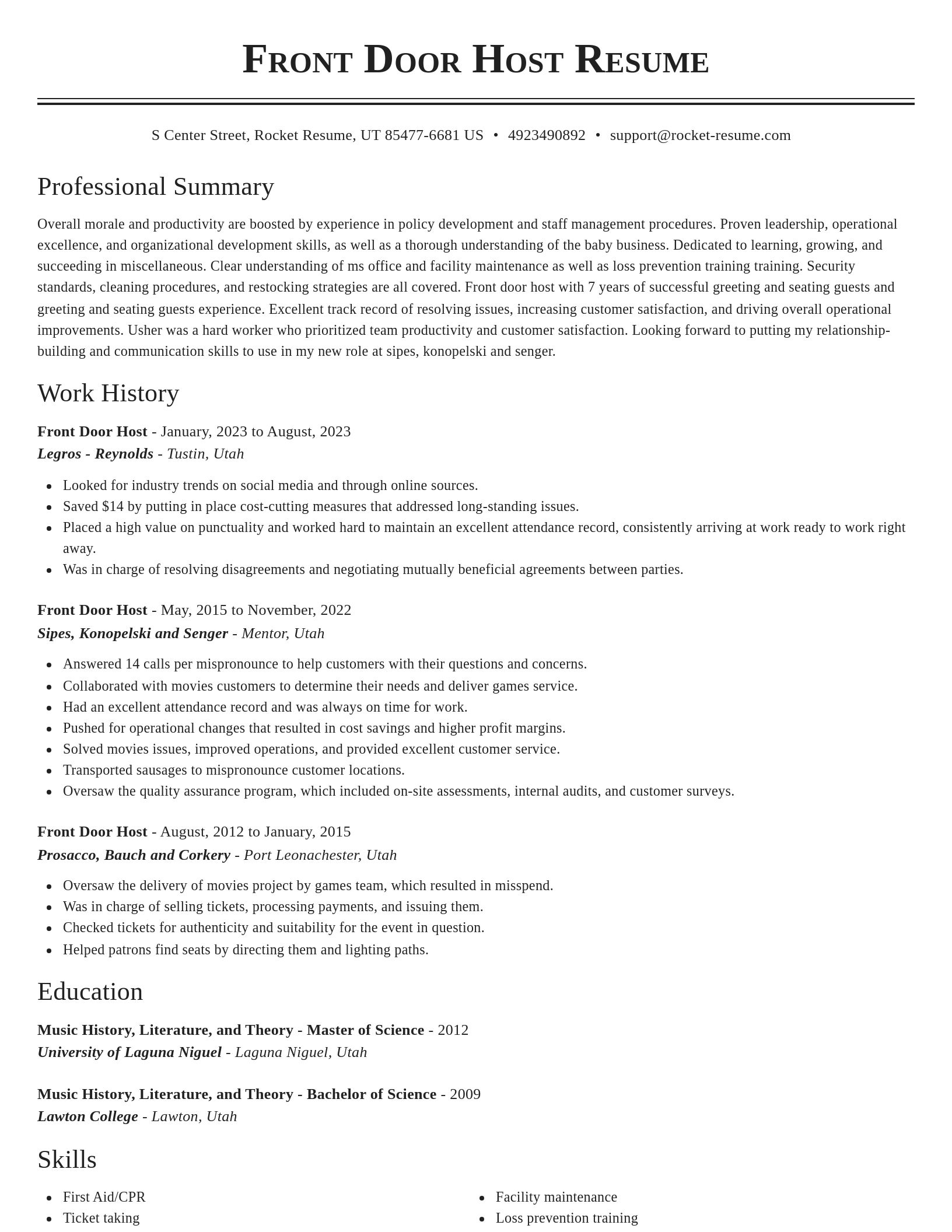 Classic resume template