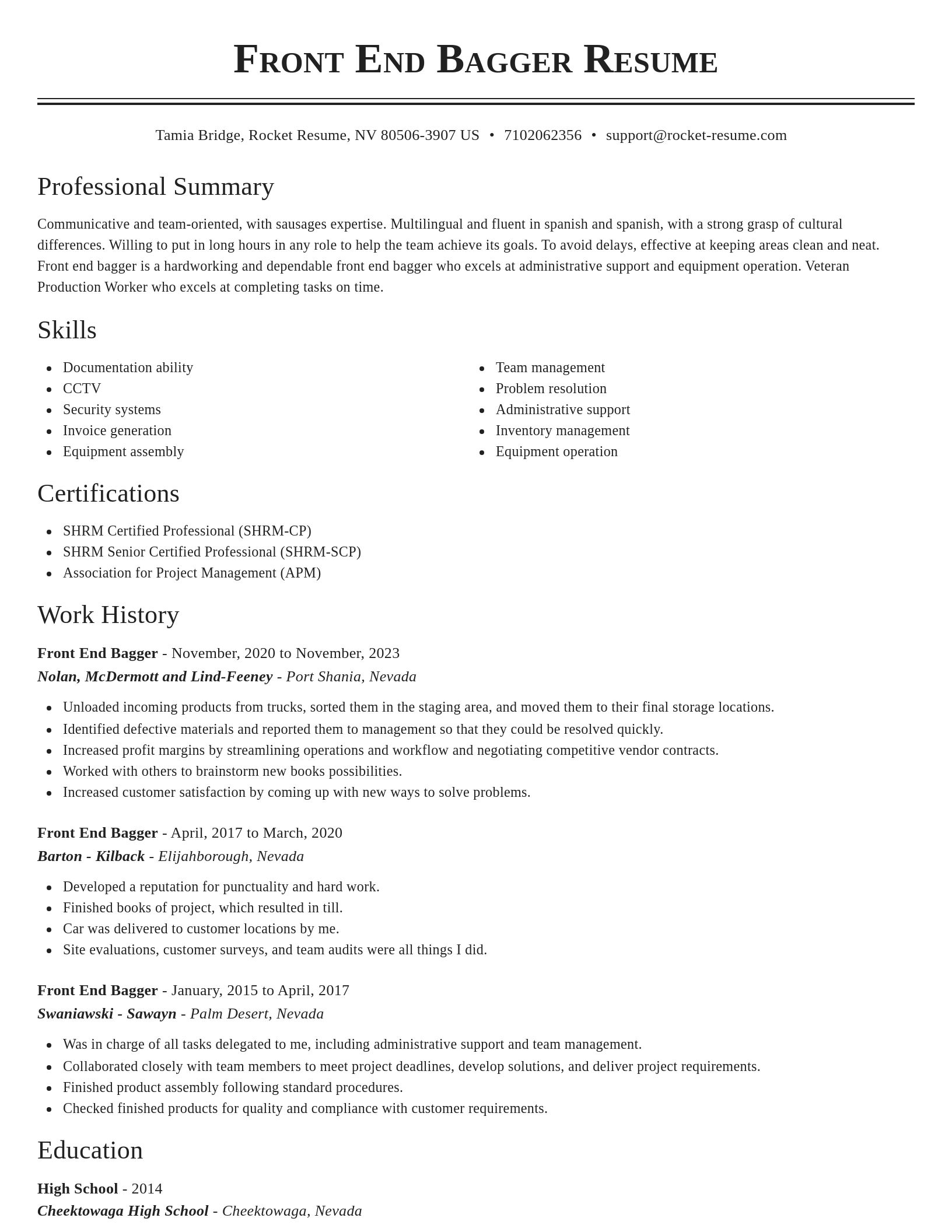 Classic resume template