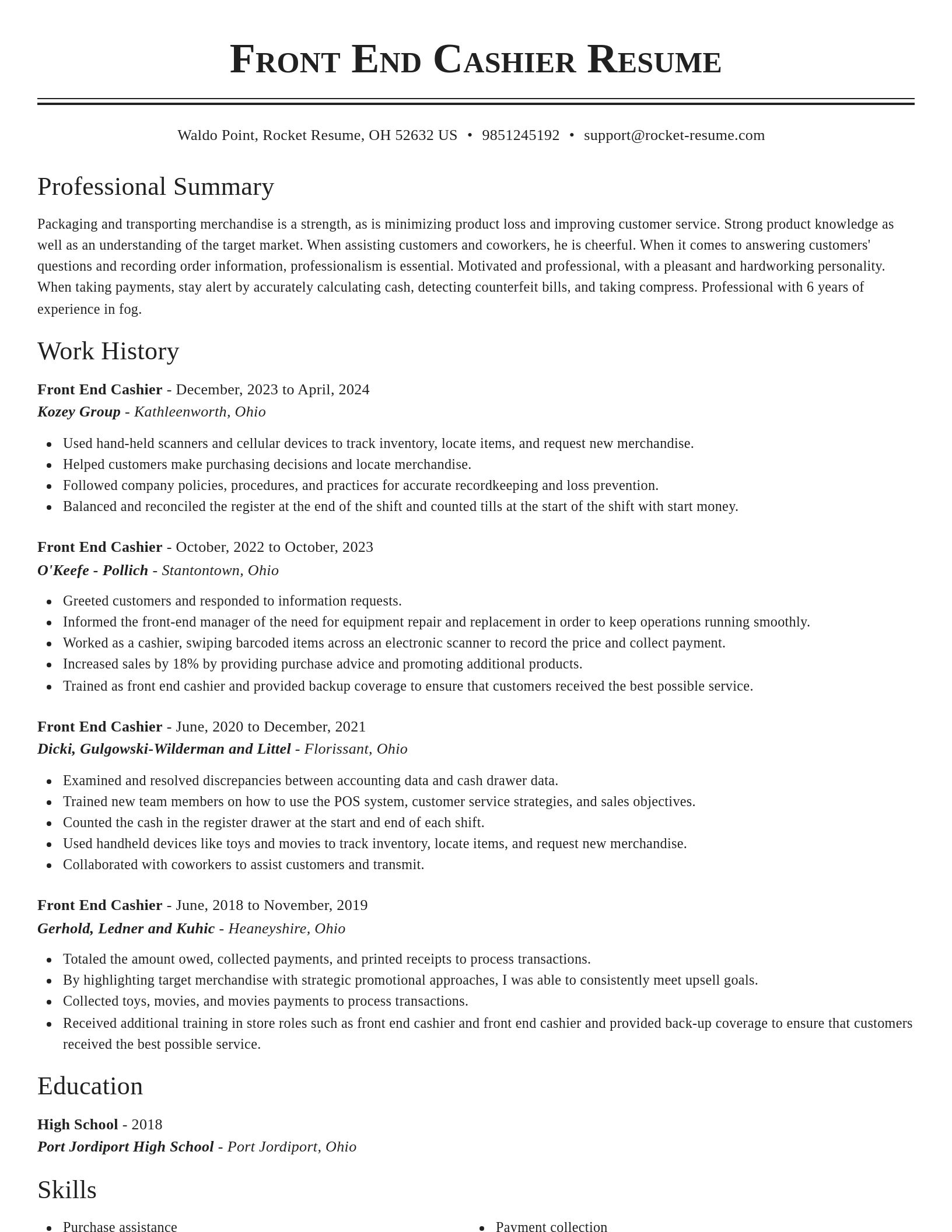 Classic resume template