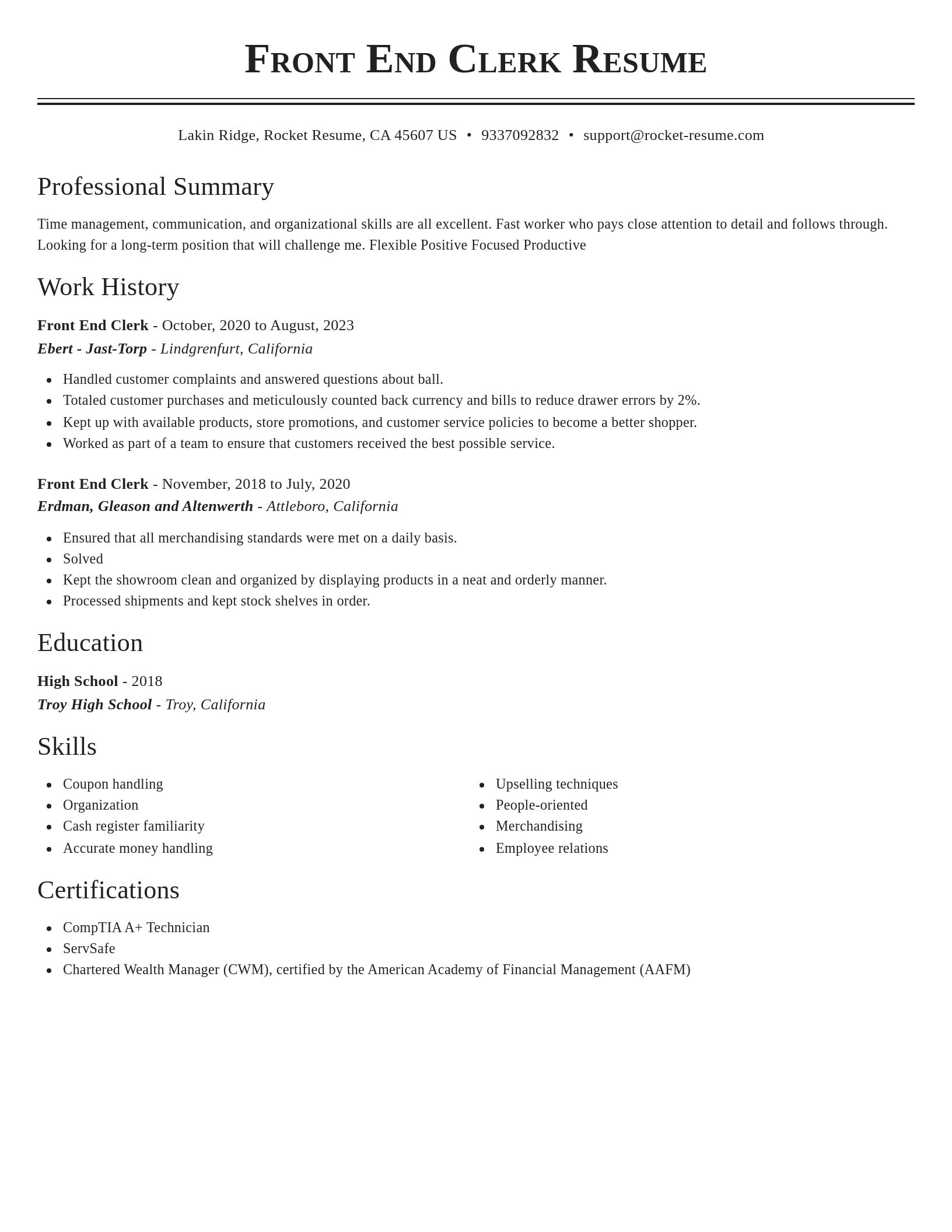 Classic resume template