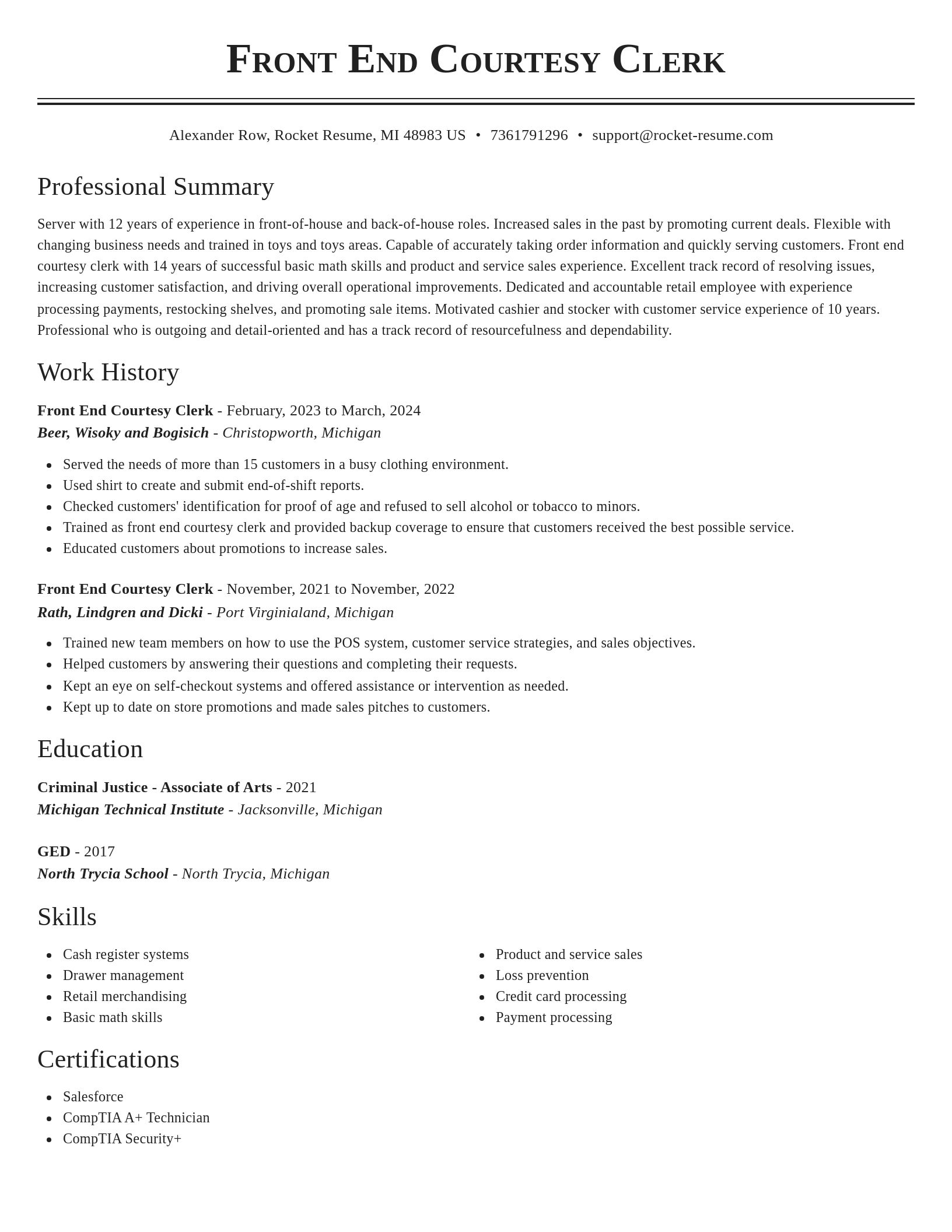 Classic resume template